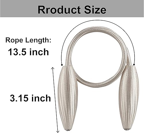 Miniatura 2 de Easy Home 2 alzapaños de cortina giratorios, sujetadores creativos para cortina de ventana, sujetadores decorativos (beige, 20 pulgadas)