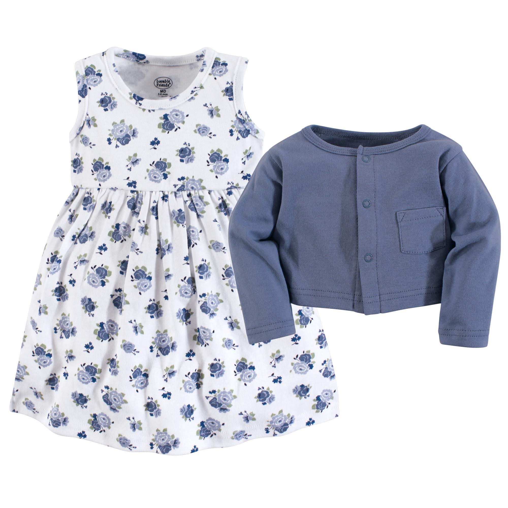 Luvable Friends Nieformalna sukienka Niemowlęta - dziewczynki Dress and Cardigan Set