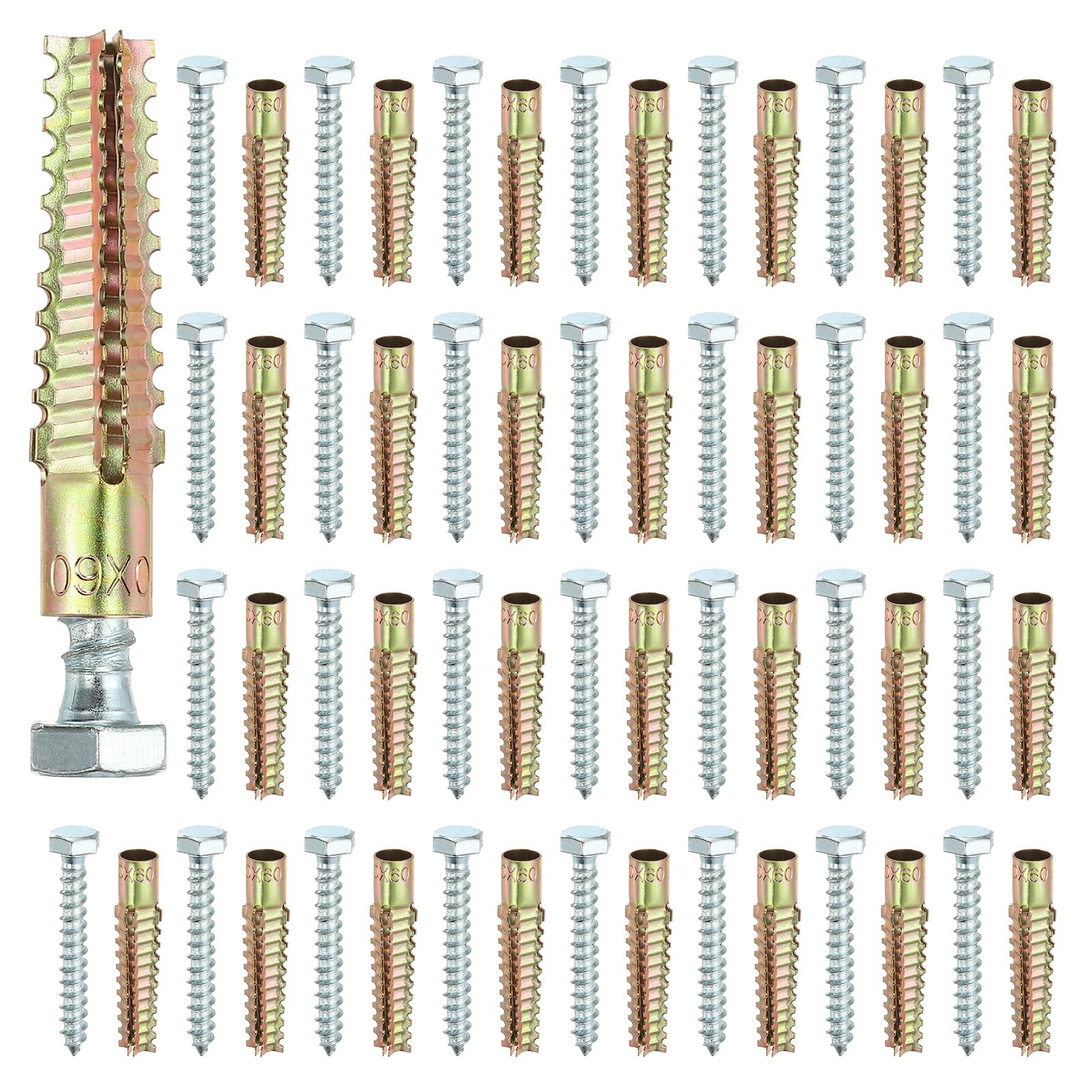PATIKIL 30 Pcs Drywall Hollow Wall Anchors with Screws 0.31 x 2.52"