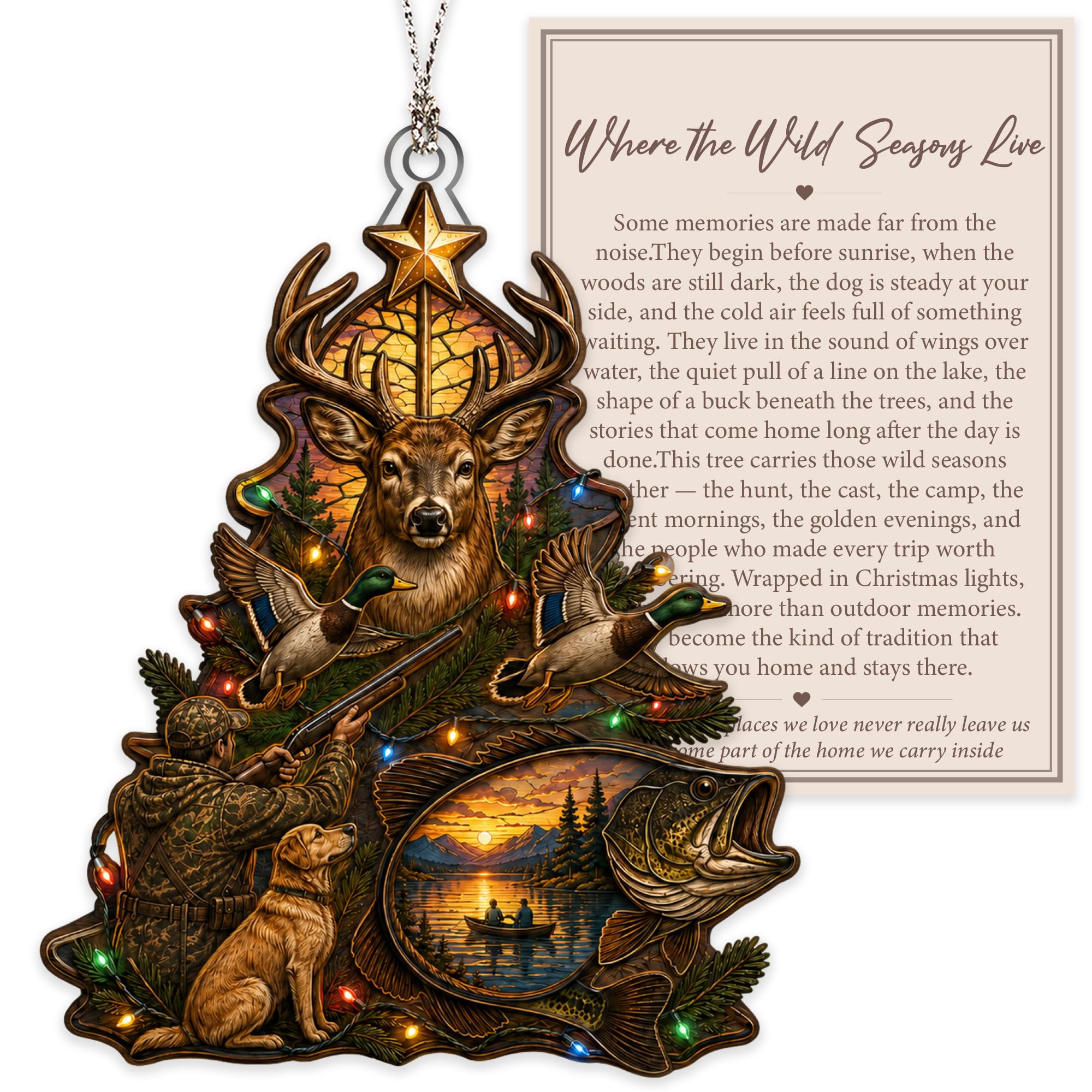 Deer Hunting Christmas Ornament 2026, Fishing Tree Ornament, Rustic Wildlife Decor, Deer Hunter Gift, Cabin Holiday Keepsake