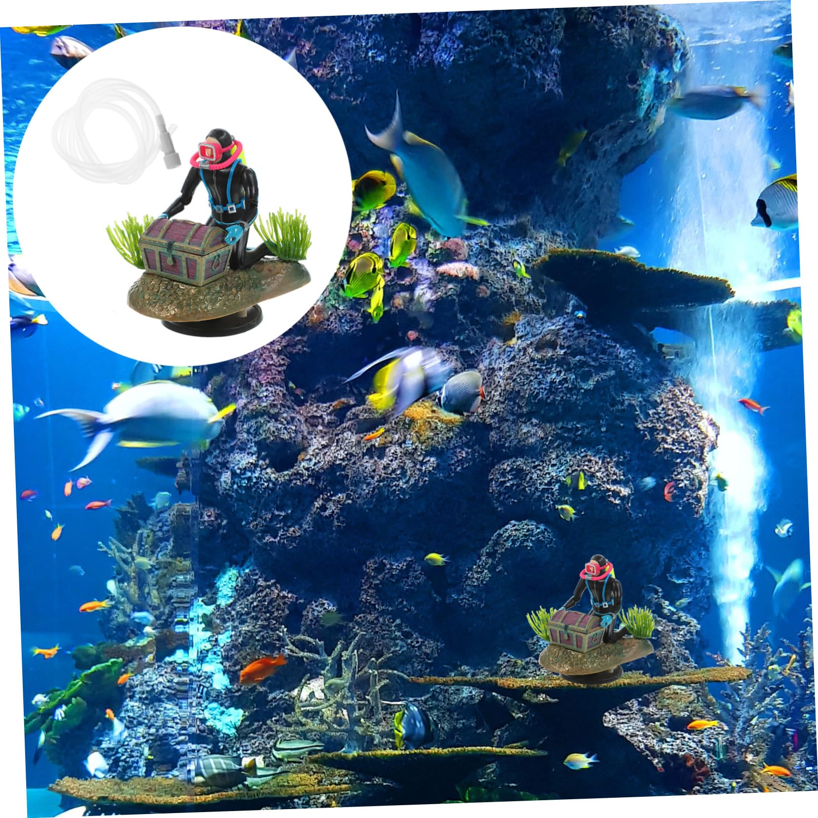 POPETPOP 2 Ensembles Fish Tank Treasure Chasse Grenouille Figurine D'aquarium Titulaire Décorations Remplisseur D'aquarium Ornement De Plongeur Flottant Ornement D'aquarium Usine Plastique