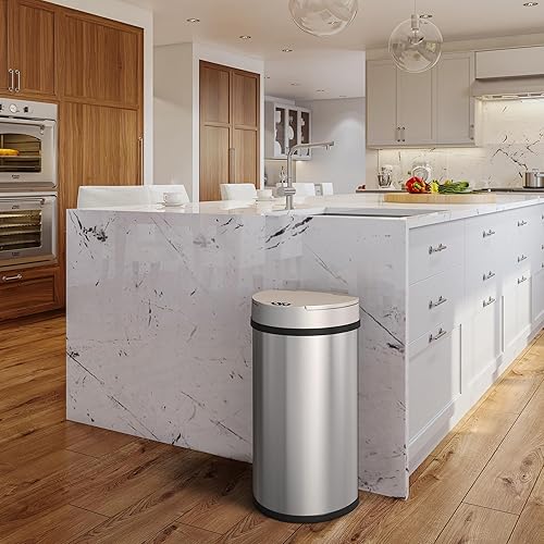 Miniatura 3 de iTouchless 13 galones Bote de basura de apertura extra ancha semi redonda, sin necesidad de tocar.