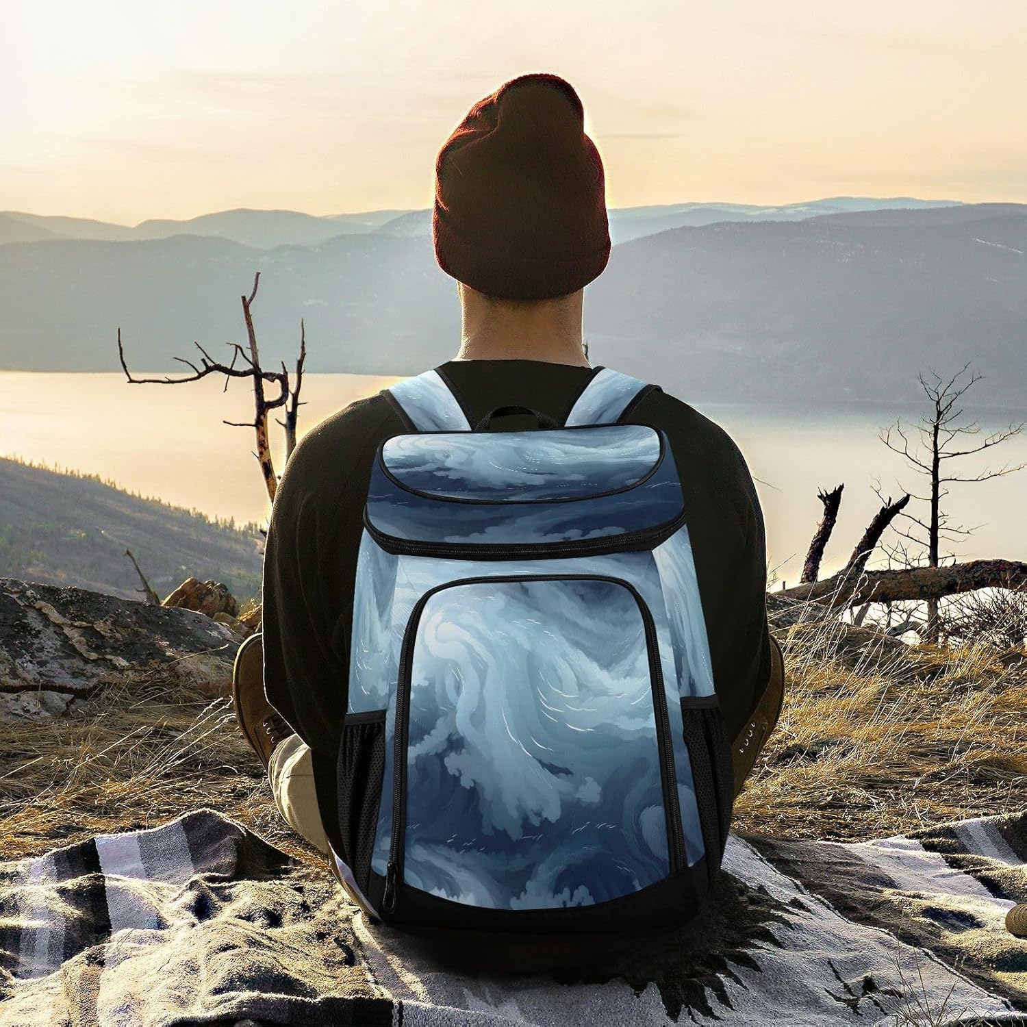 Rolling Ocean Cooler Backpack 36 Cans Leakproof Waterproof Backpack Cooler Bag Beach Accessories Travel Camping Fishing Backpack for Women Men