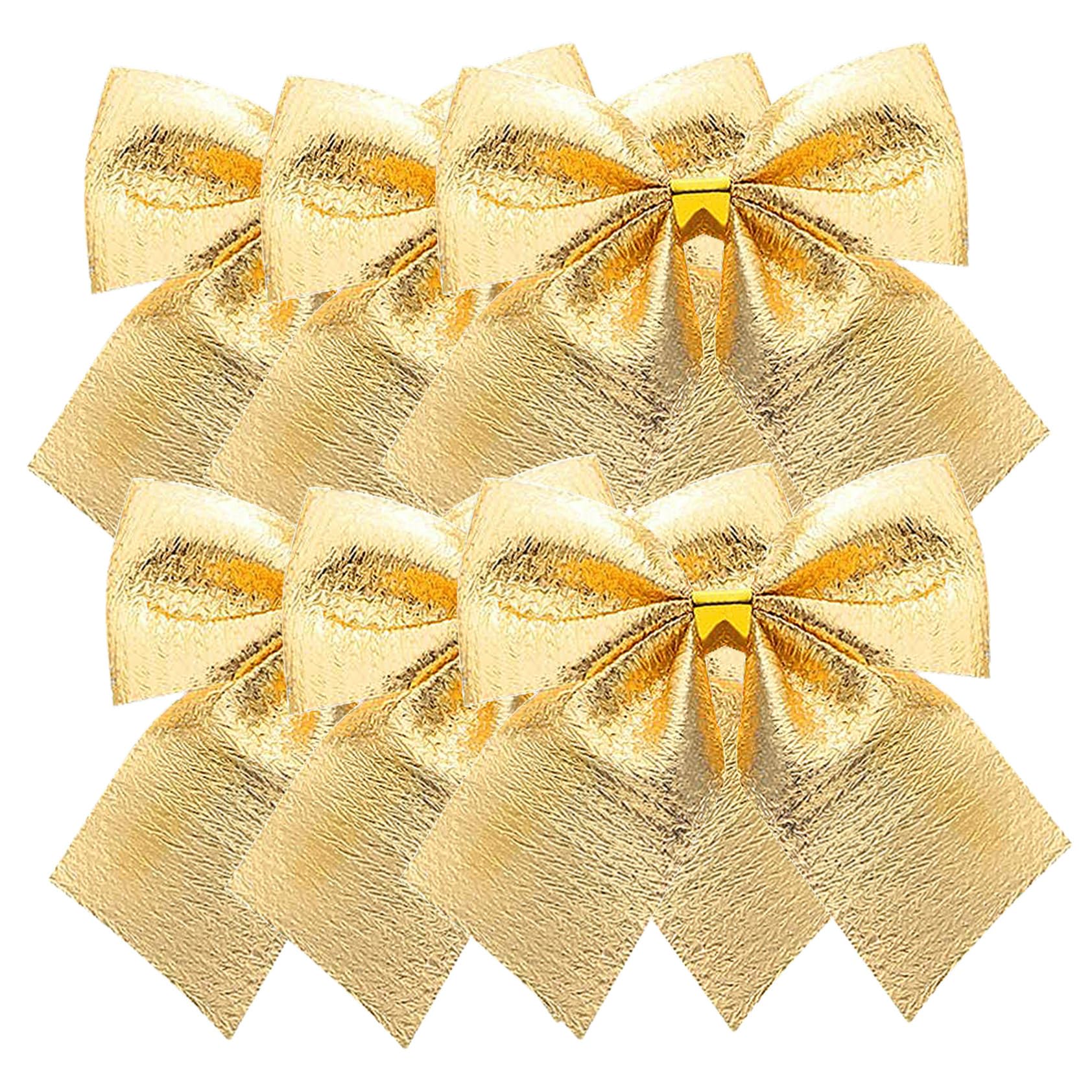 OUNONA 12pièces Nœuds Ruban Satin or Pour Décoration Sapin De Noël Accessoires Suspendus Pour Intérieur