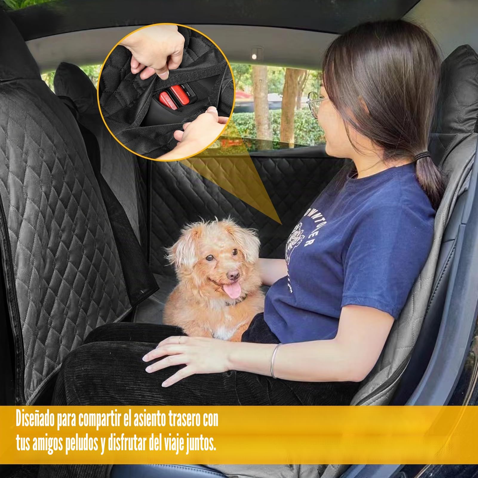 TTCR-II Compatible con Tesla Model 3 Y S Funda de Asiento Coche Mascotas 2018-2023 Funda de Asiento Impermeable para Perros Model 3 Y Funda de Asiento Trasero para Mascotas Ventana de Malla Visible