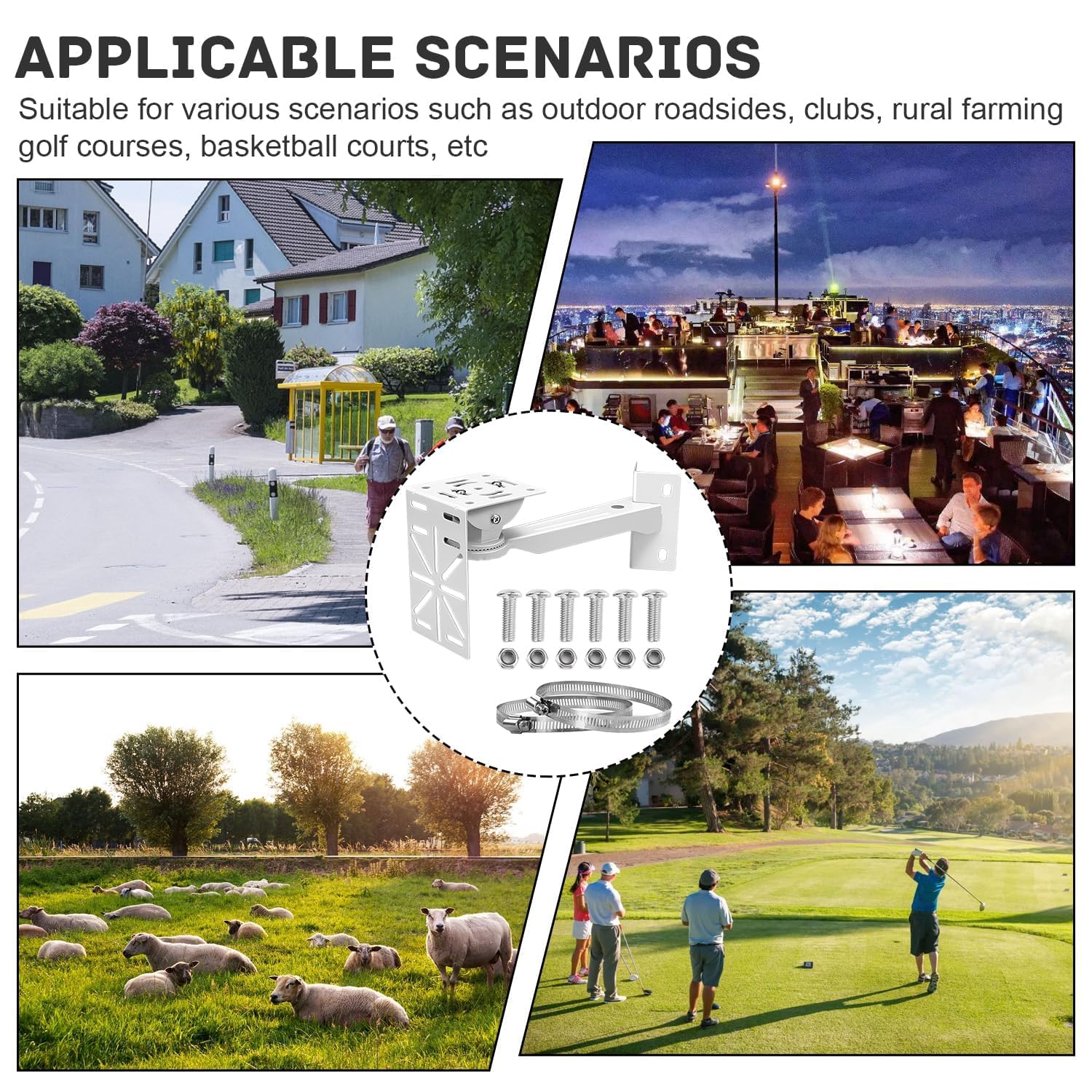 Soporte de Cámara Exterior Ajustable, Soporte Camara Vigilancia, para Cámaras de Seguridad y Videovigilancia, Angular Multiángulo Ajustable para Cámara Exterior, Instalación Fácil y Versátil