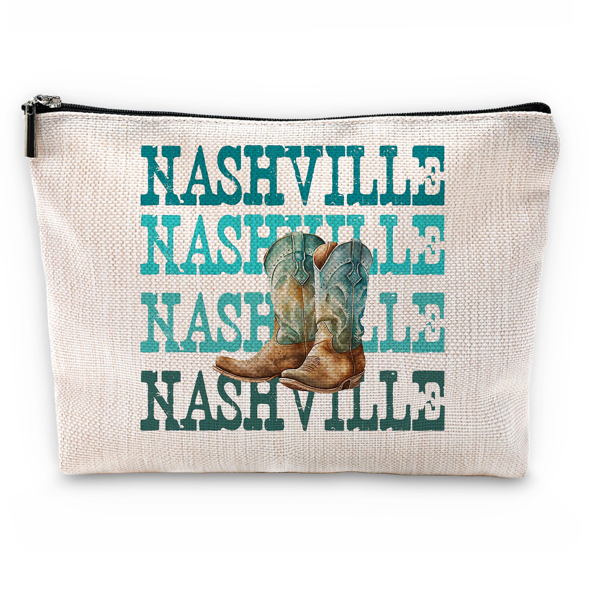 Sufamb Nashville Cowboy Boots Makeup Bag, Western Southern Country Cowgirl Cosmetic Pouch for Women, Christmas Birthday Cowgirl Gifts for Teen Girls