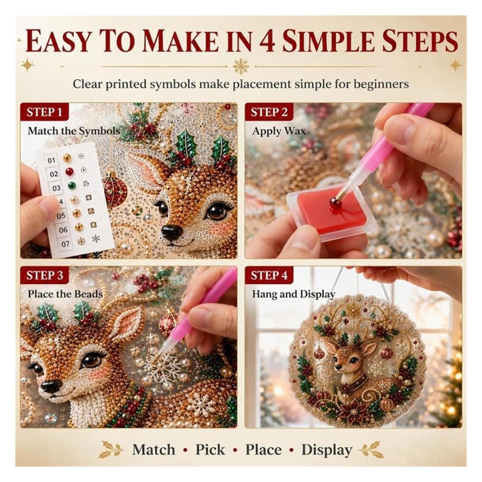 1 kit di acchiappasole natalizio con perle for la decorazione della parete