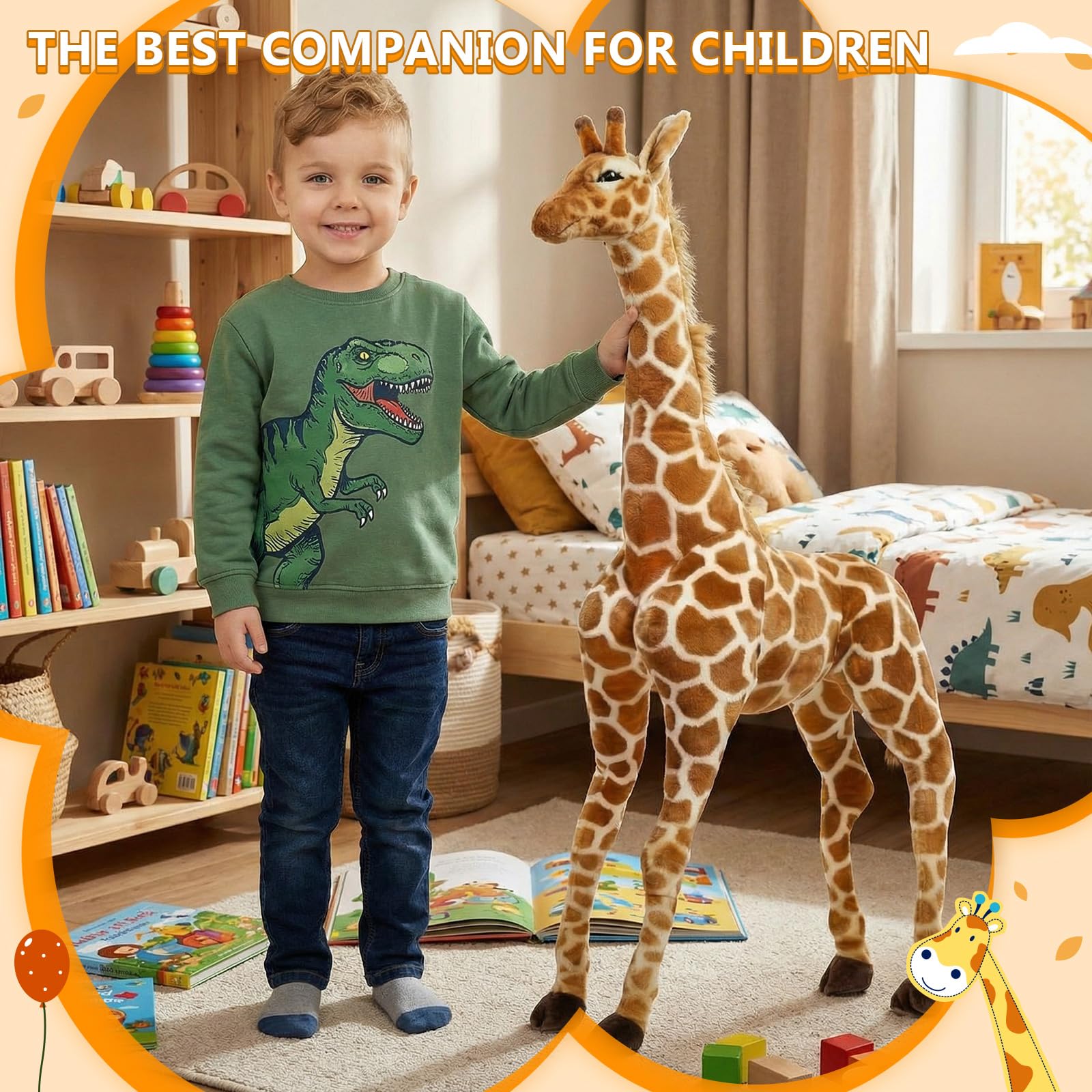 Meooeck Giraffa gigante da 80 cm, grande peluche per bambini, realistica, per compleanno, decorazione per la casa
