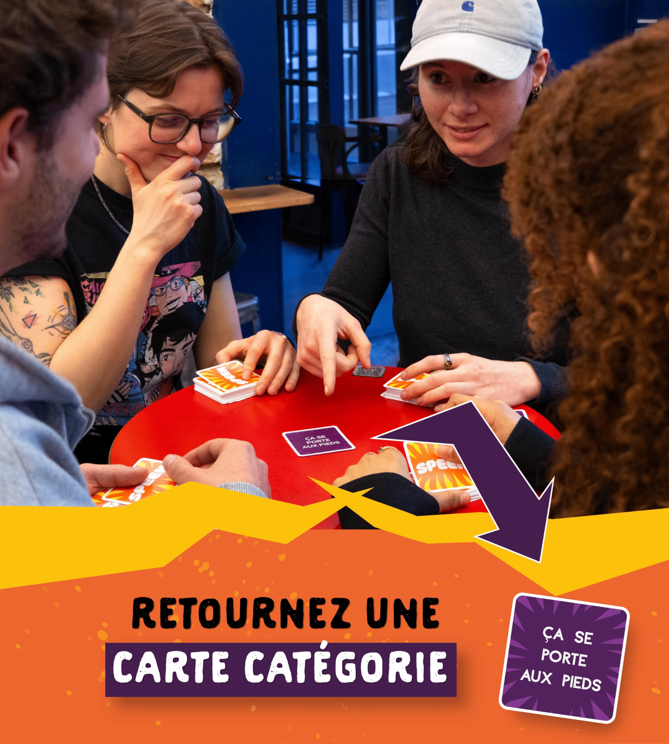Tailemi SPEEK – Jeu d’Ambiance Rapide et Drôle - Jeu de Société Famille & Amis - 2 à 6 Joueurs - Dès 10 Ans - 10 Minutes - 200 Cartes - Idée Cadeau Anniversaire & Soirée - 2