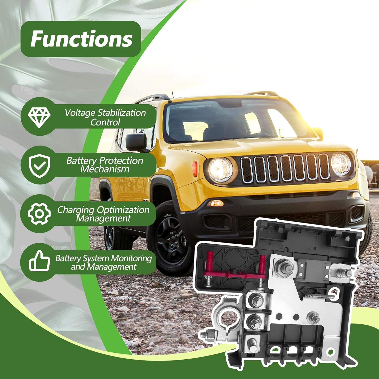 68256605AA Battery Stabilization Control Unit Module Fit for Jeep Renegade 2015 2016 2017 2018 2019 2020 2021 for Fiat 500X 2016 2017 2018 Engine Battery Control Unit Accessories