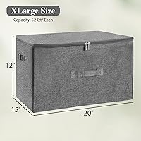 Vista 6 de ANMINY - Cajas de almacenamiento con tapas con cremallera 51.9 Qt, cajas de almacenamiento de tela con tapa, cestas, cubos con asas, plegables