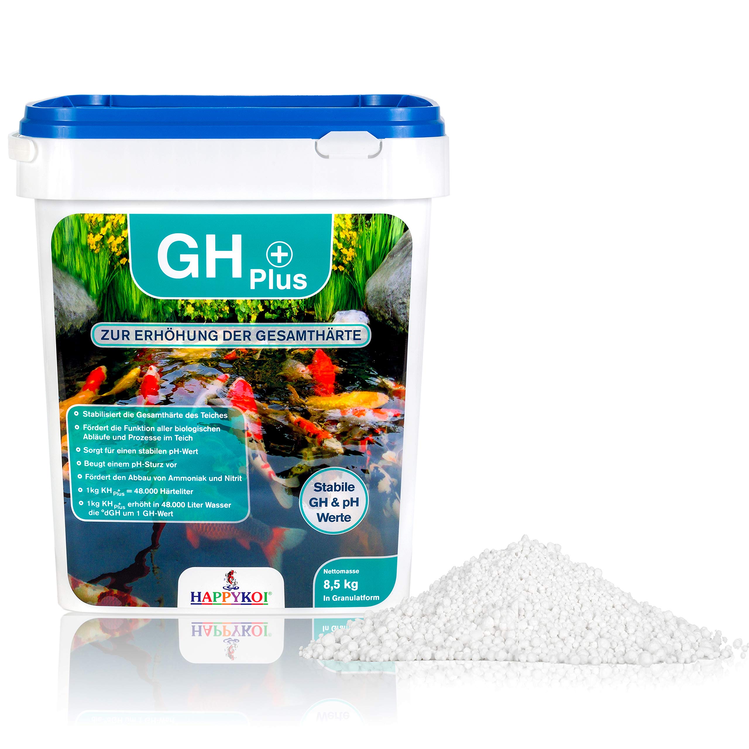 GH Plus 8,5 kg | Zur sicheren Erhöhung & Optimierung der Gesamthärte Wasserhärte Wasserpflegemittel in Granulatform Teichpflege Koi Teich Gartenteich Aquarium Schwimmteich
