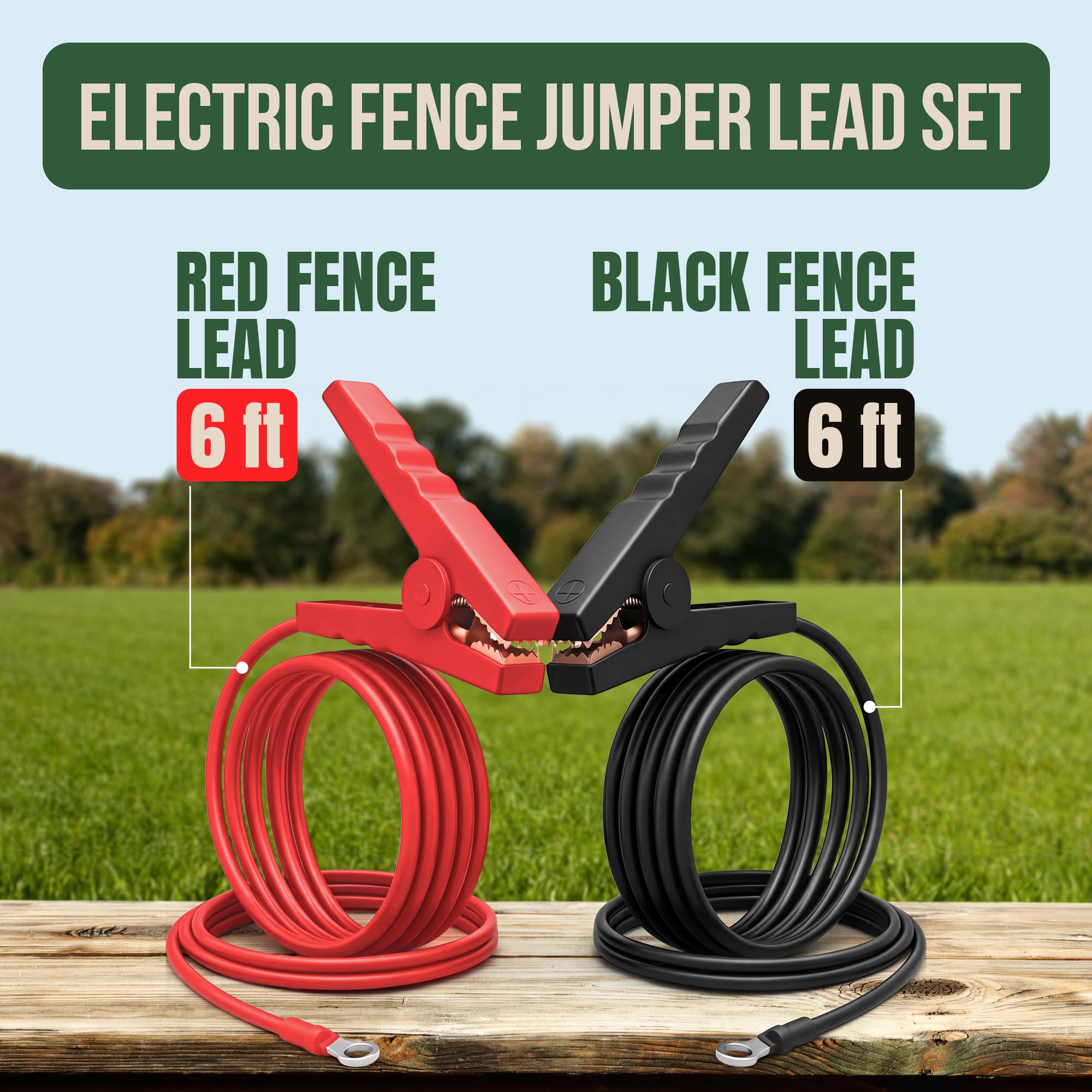 Cables eléctricos de puente para valla con clips de cocodrilo, conectores de alambre de cobre estañado de 10.000 V con cables aislados de TPU de alta calidad para energizador de vallas, cargador solar