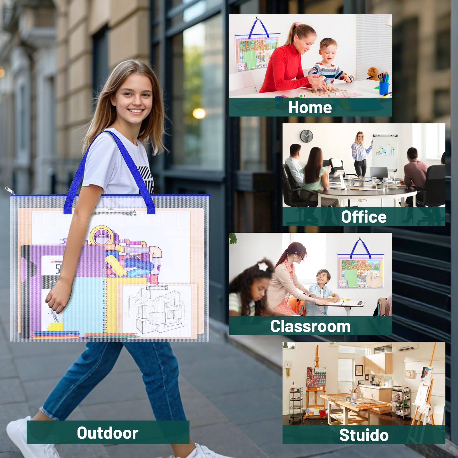 AKAYOK Bulletin Board Poster Storage Bag, Art Portfolio Bag, Portfolio Folder for Artwork, Artwork Storage Case for Poster, Bulletin Board, Scrapbook, Keepsake and Teaching Materials (26'' x 20'')