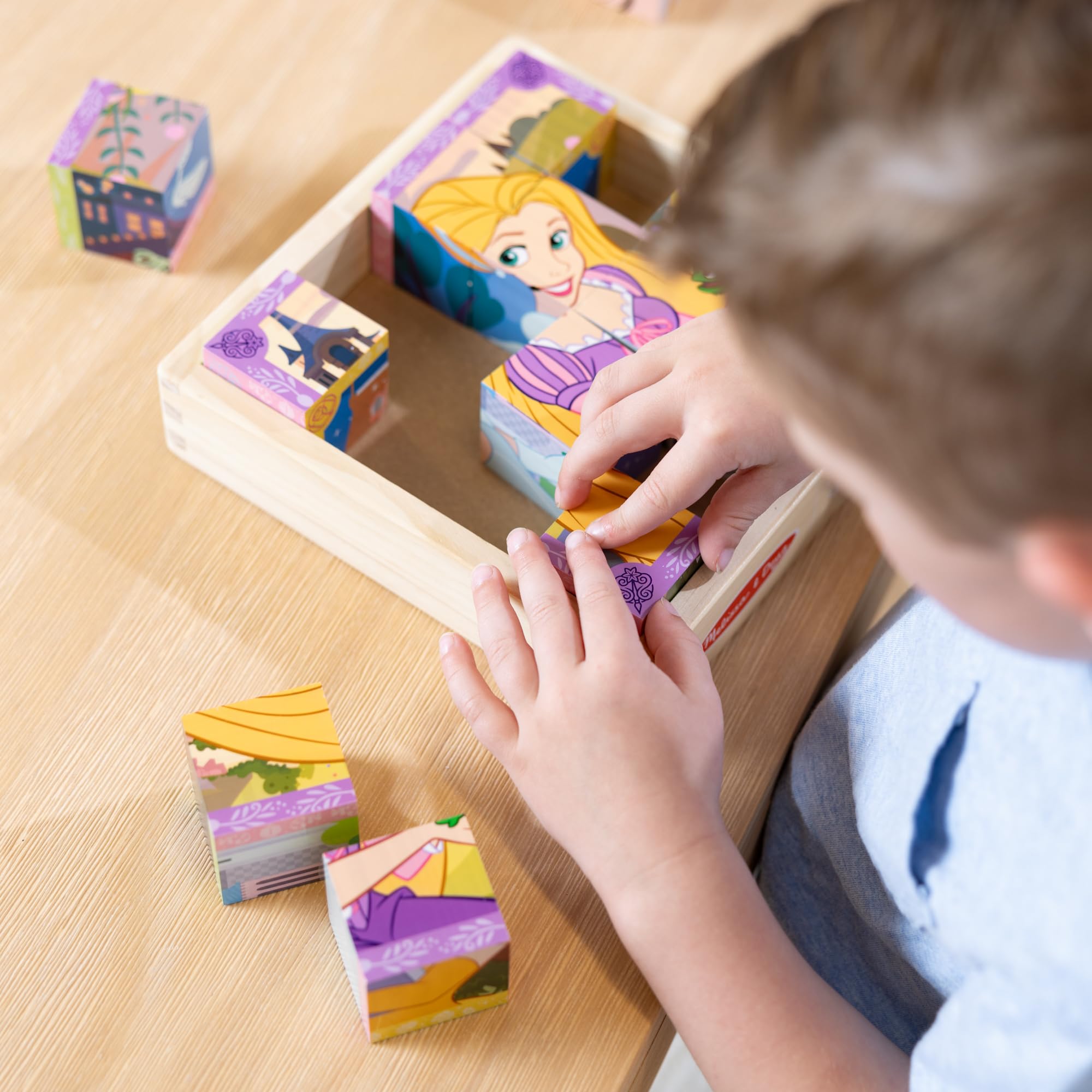 Melissa & Doug Księżniczka Disneya drewniana zabawka kostka puzzle klocki dla chłopców i dziewcząt 3+ - certyfikat FSC