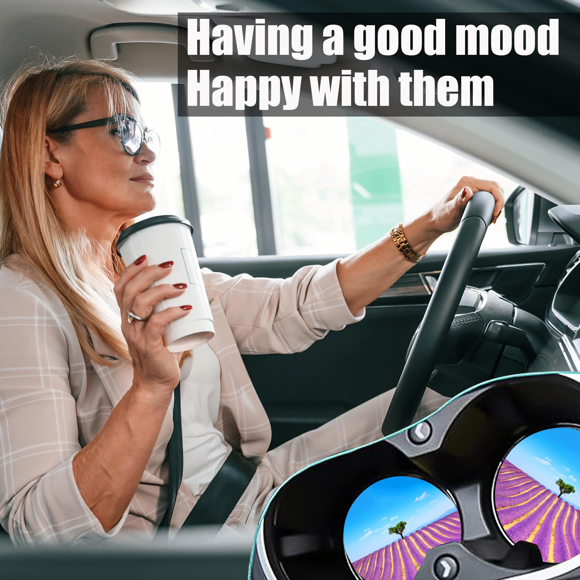 Car Cup Holder Coasters- Lavender Blooming Tree 2 Pack Cup Coasters Car Accessories Interior Aesthetic for Men Women — view 5