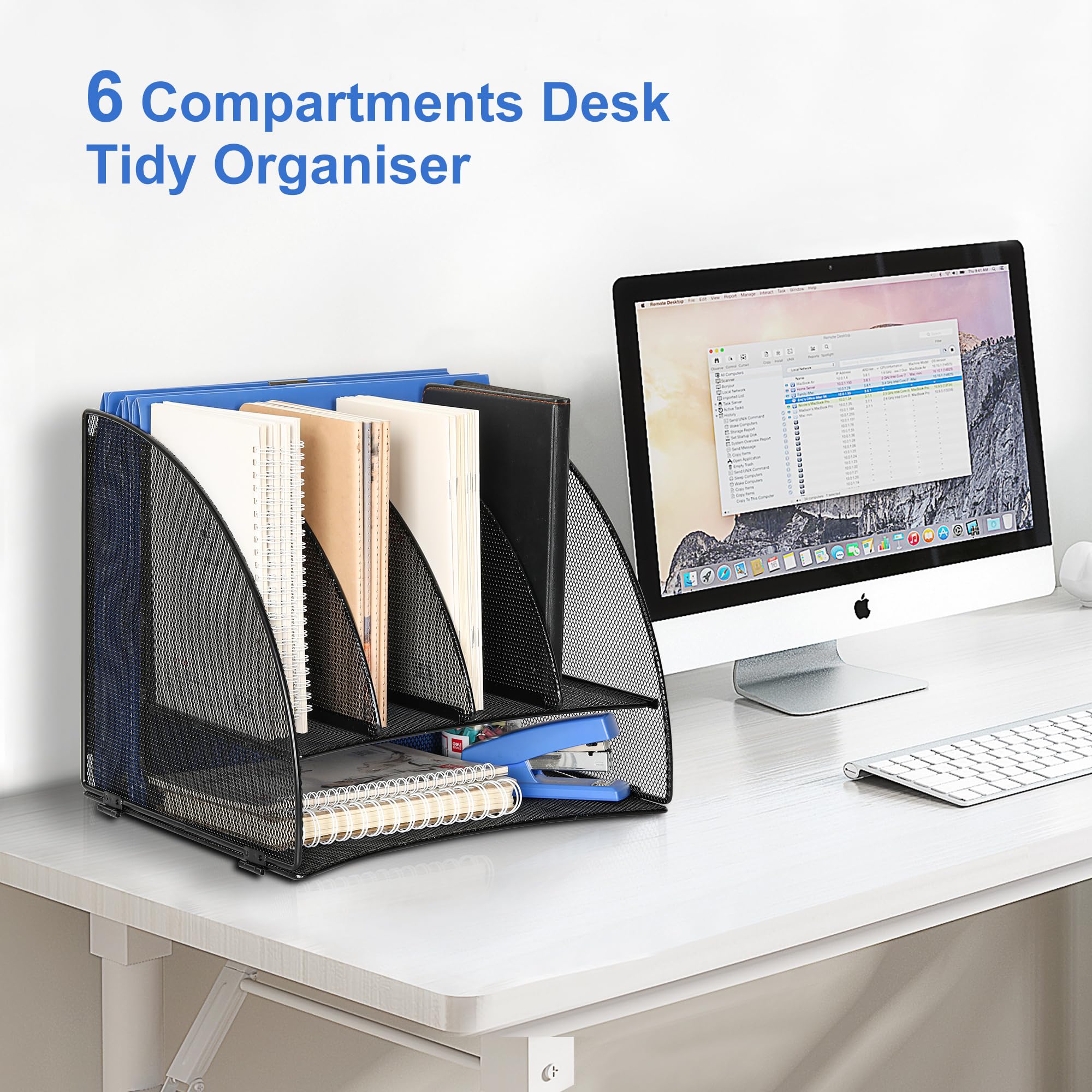 TQVAI Letter Tray Desk Tidy Organiser Document Holder Paper Storage Organiser Magazine File Holder, Black - Image 2