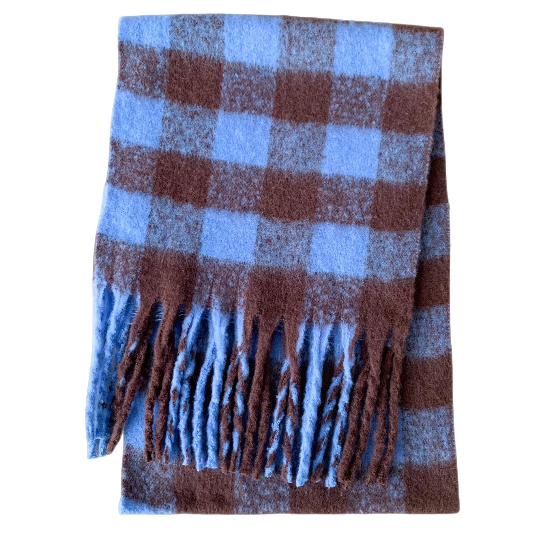 Schals Tücher Halstuch Scarf Klassischer Karierter Schal Mit Quaste, Dicker Schal Mit Rautenmuster, Langer Strickschal Für Damen Im Winter