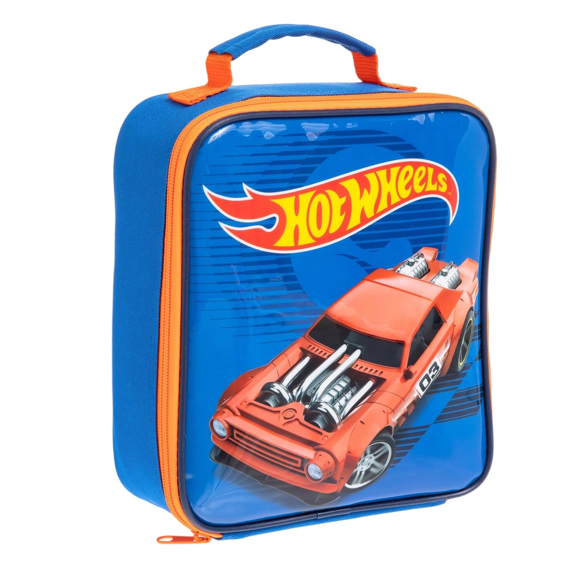 Hot Wheels Lunch Bag – Insulated Kids Lunchbag with Handle & Zip – High Quality, Durable & Lightweight – 24x21.5x8 cm – Cool Racing Design for School, Nursery & Travel, Blue