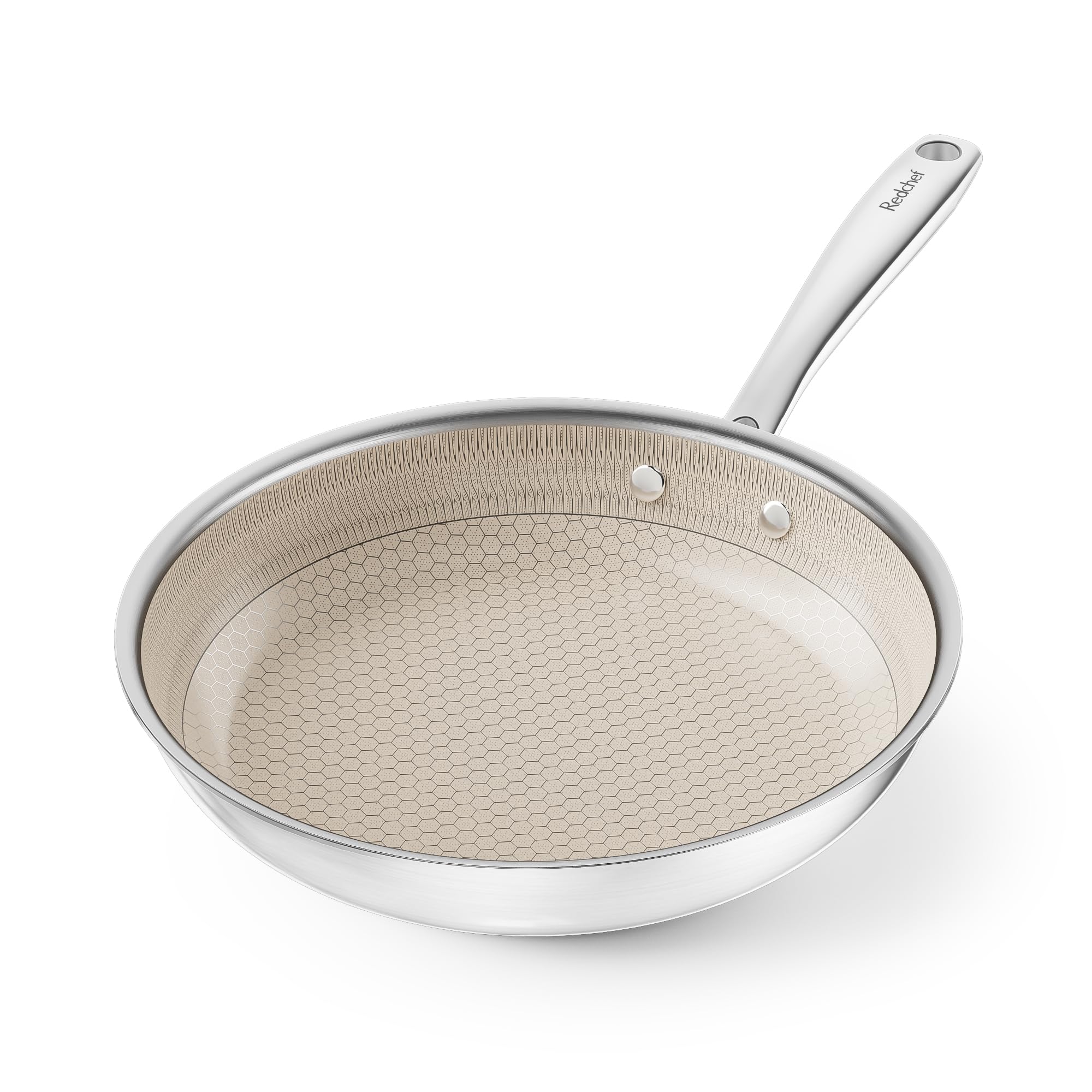 Redchef Padella a nido d'ape, 24 cm, padella in acciaio inox, struttura a nido d'ape di alta qualità, antiaderente e antigraffio, senza PFAS senza PFOA, padella a induzione con intelligente