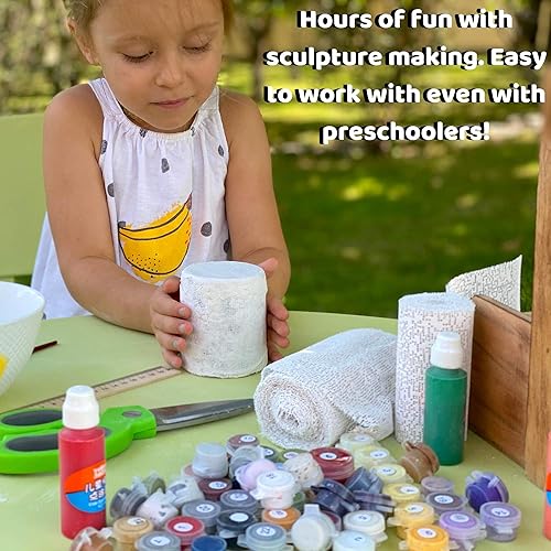 Miniatura 7 de 2 rollos de gasa de yeso de 4 pulgadas x 9 pies para manualidades, moldes de paisaje, máscara de arte para el vientre, ajuste extra rápido, tiras de