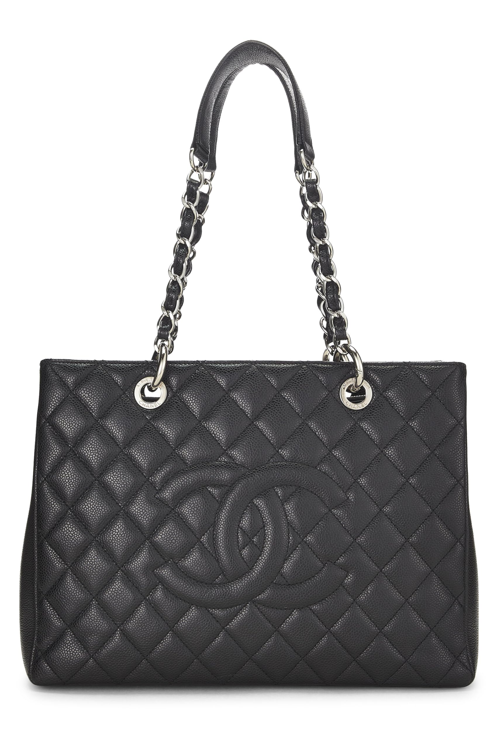 CHANELPre-Loved Black Quilted Caviar Grand Shopping Tote (GST), Black