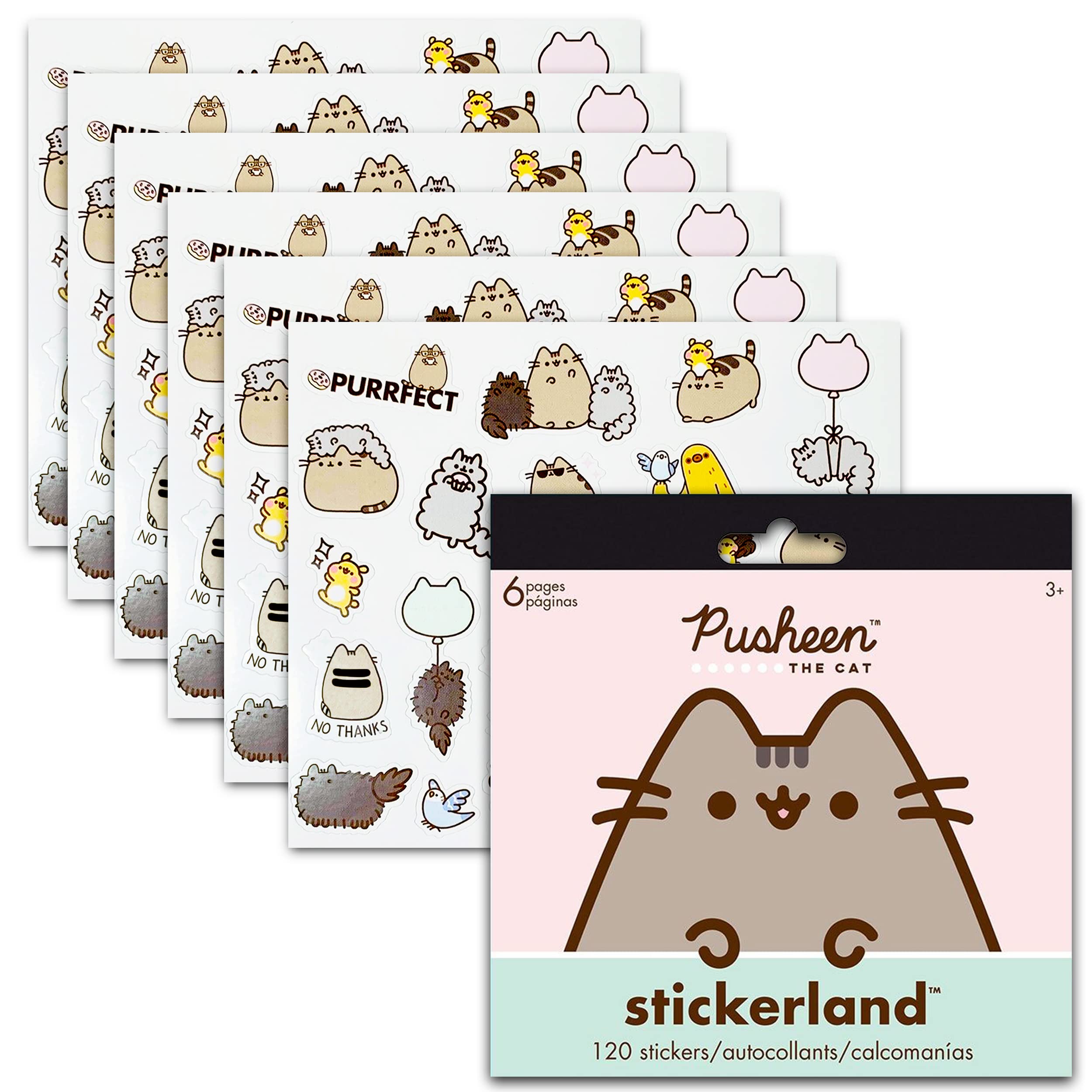 Pusheen zestaw naklejek na przyjęcia z motywem kota, zestaw z 240 naklejkami Pusheen na laptopy, butelki z wodą, dziennik, artykuły imprezowe, artykuły biurowe, przybory szkolne