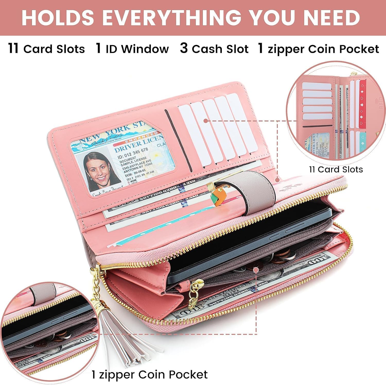 Pomelo Best RFID Wallets for Women Multi Card Holder Bifold