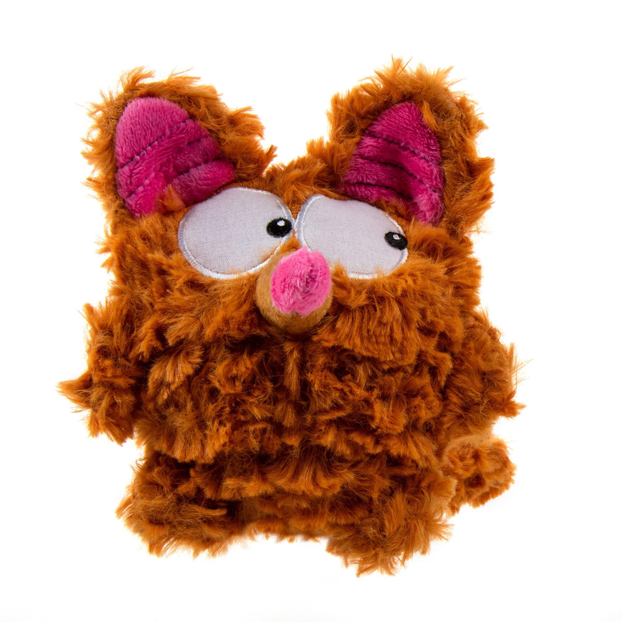 goDog PlayClean Bush Squeaky Plush Dog Toy with Odor-Eliminating Essential Oils Chew Guard Technology - Brown Small