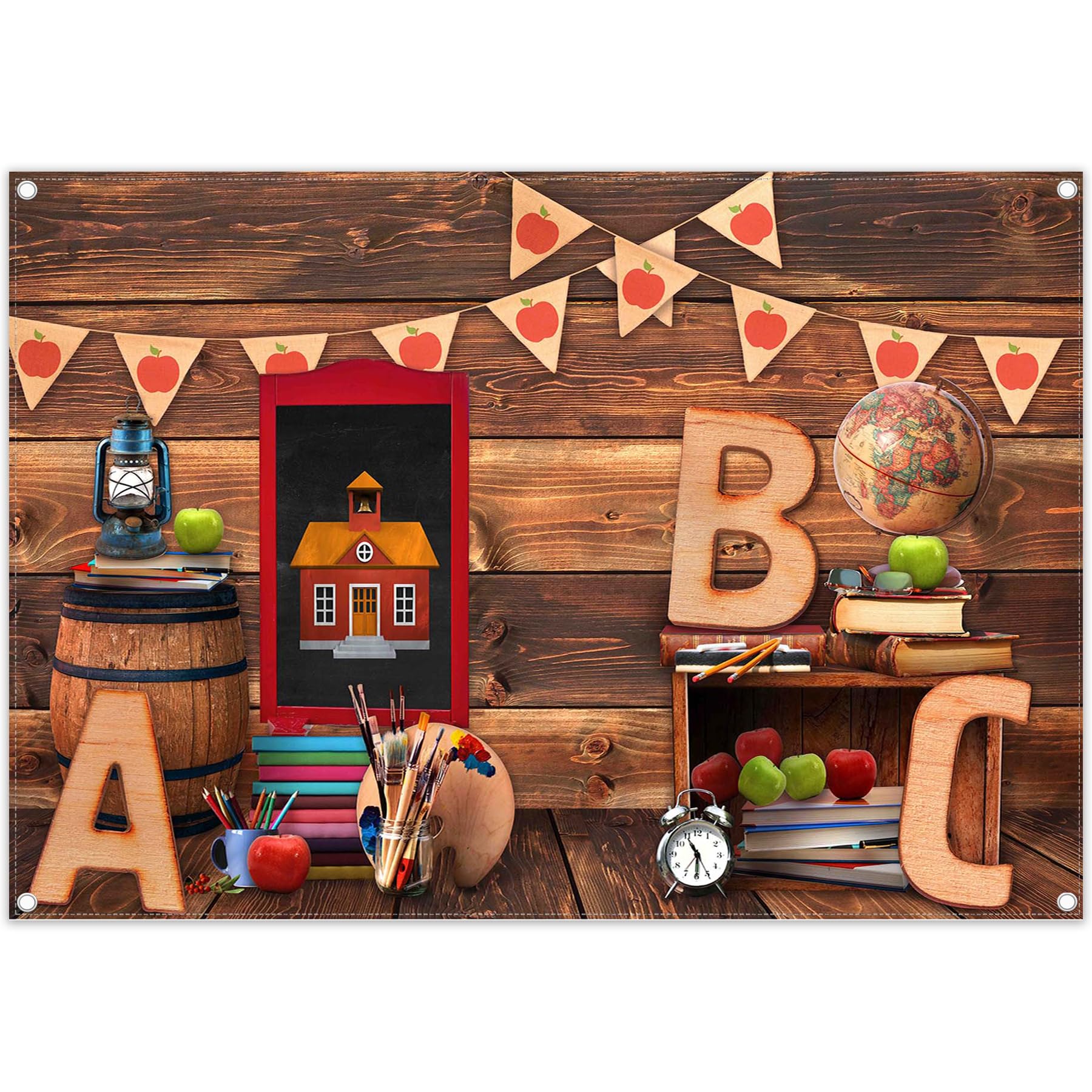 Swepuck 7x5ft Back to School Photography Backdrop ABC Letter Vintage Wooden House Background Welcome Kids Kindergarten Classroom Photo Banner Indoor