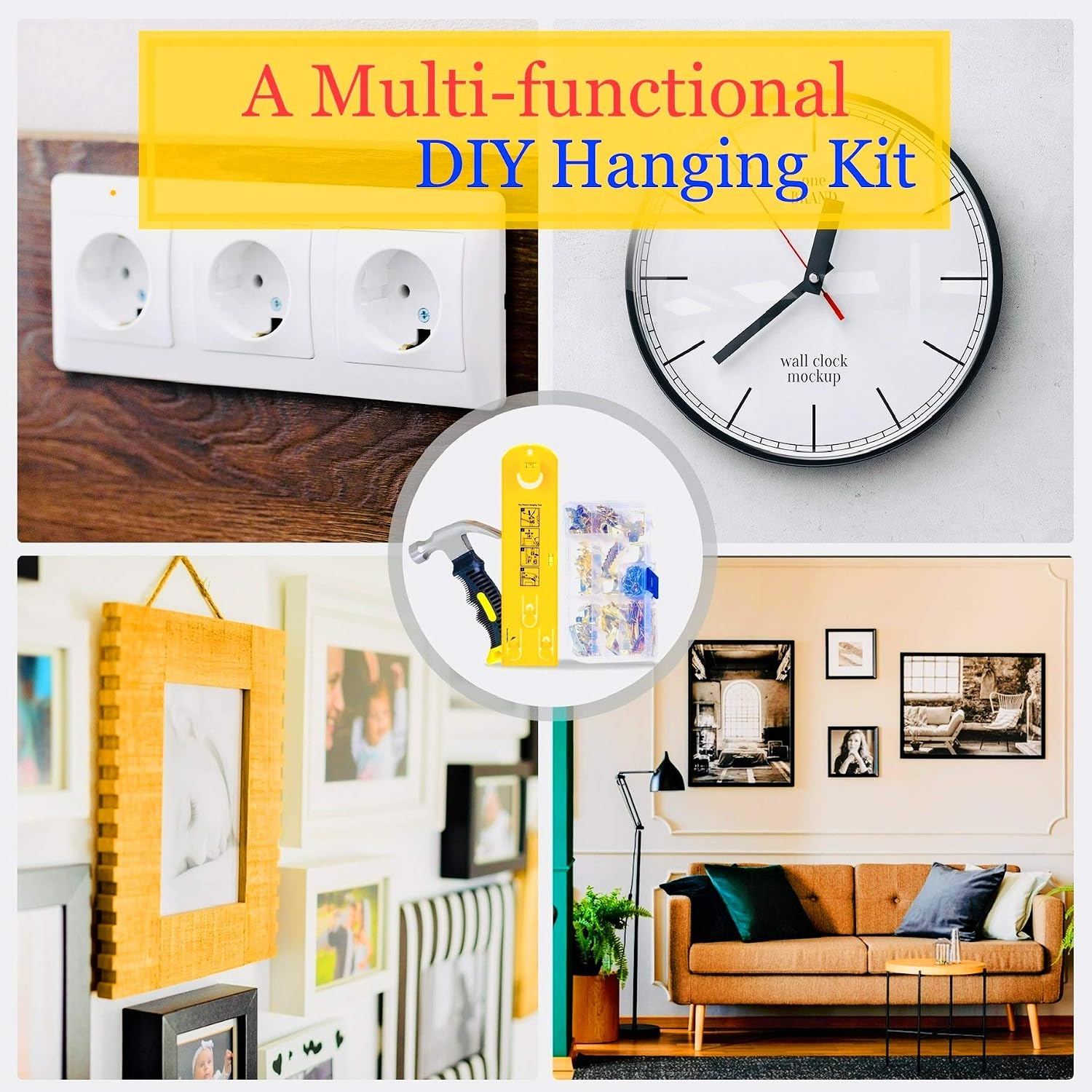 【New Updated Version】Picture Hanging Kit, Wall Hangers Accessories, Picture Hanging Hooks, Picture Hangers, Nails, D-Ring, Sawtooth for Hanging Pictures, Frame Hanging Hardware + Claw Mini Hammer