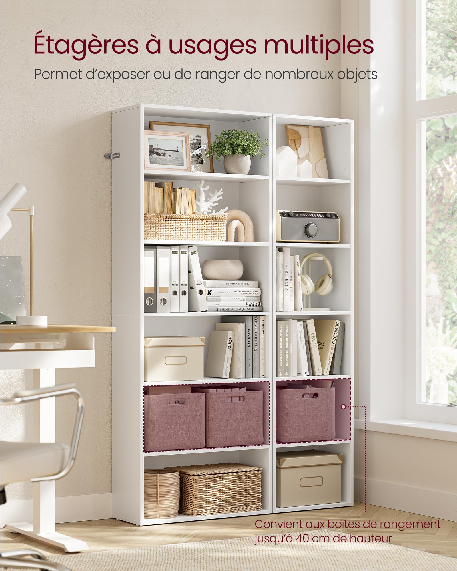 VASAGLE Custos Collection - Bibliothèque, Étagère sur 3 Niveaux, Meuble de Rangement Ouvert, Étagère, pour Salon, Bureau, Salle à Manger, Blanc Nuage LBC167T14