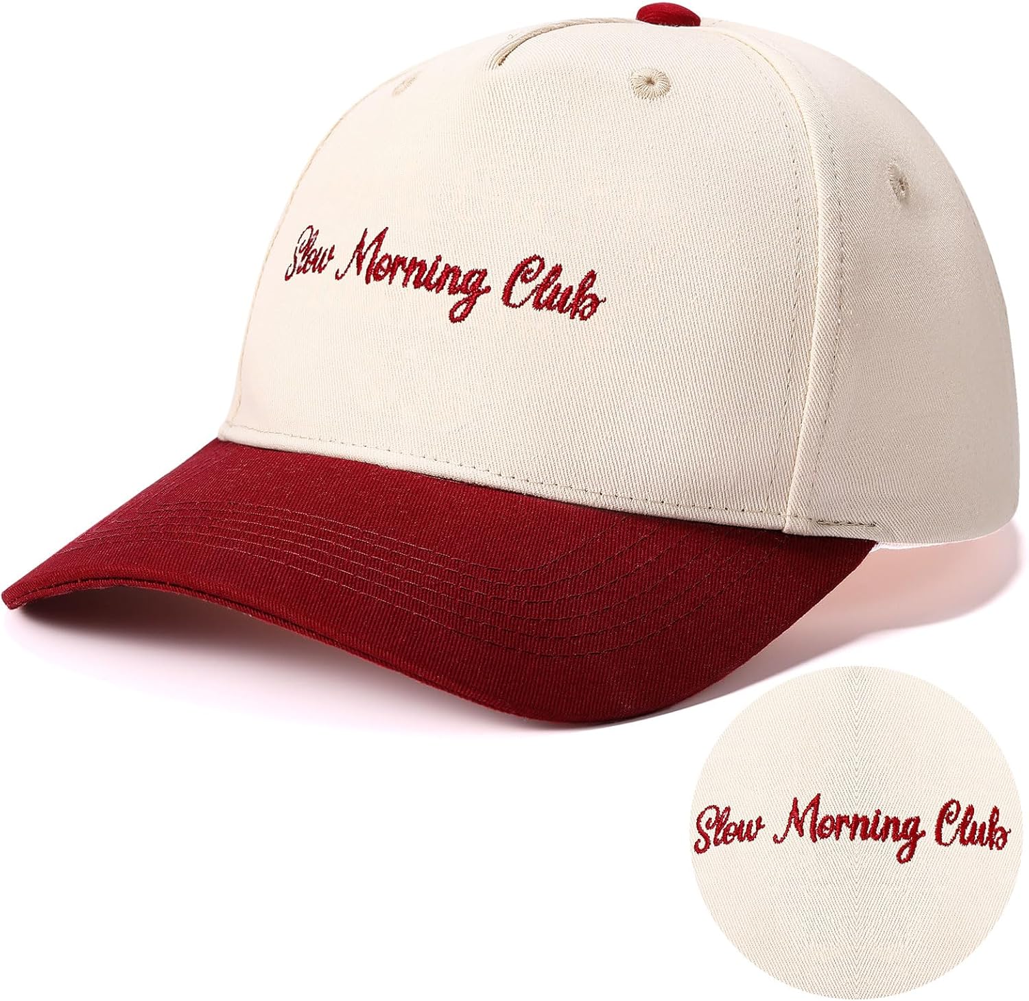JaGely Vintage Trucker Hat Slow Morning Club Funny Trucker Cap Adjustable Country Retro Cowboy Hat for Women Men Gift Slow Morning Club Red