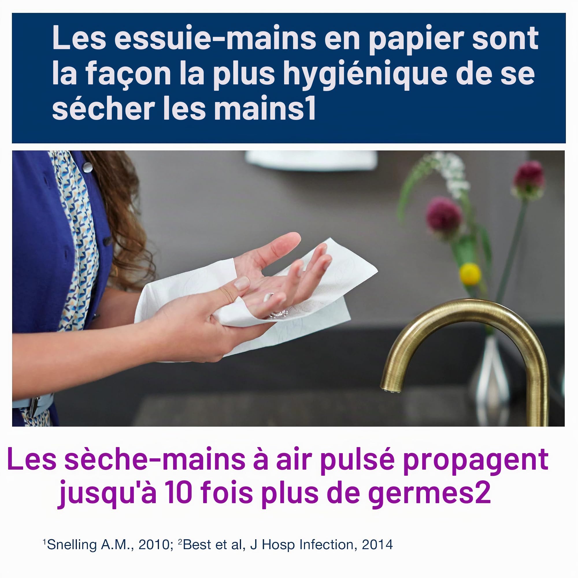 Tork Matic Rouleaux Essuie-mains en papier doux Premium 290016 - Papier d'essuyage pour Distributeurs H1 - Haute absorption QuickDry, 2 plis, blanc - Longueur 100 m, Lot de 6 290016, 100m