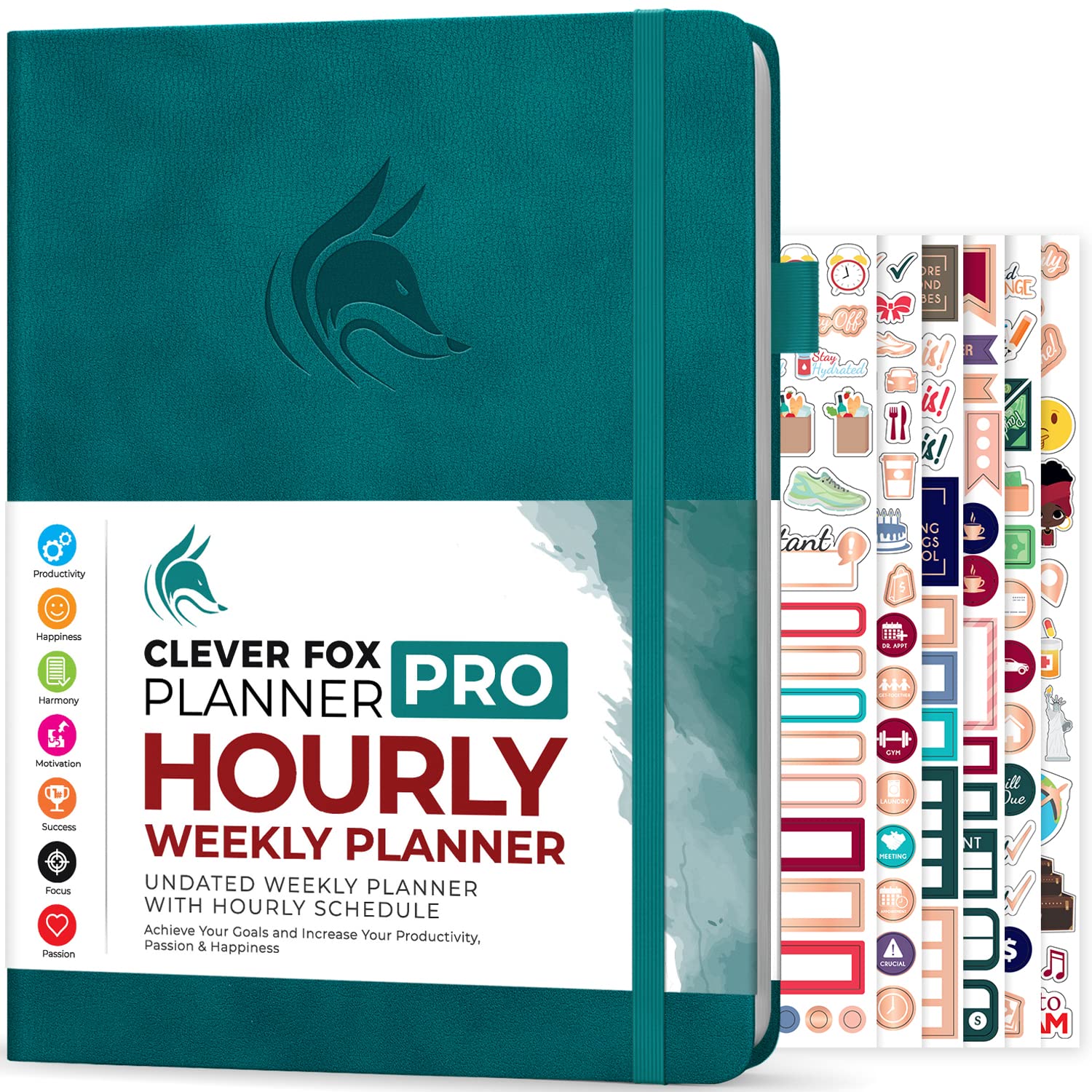 Clever Fox Planner PRO Schedule – Undated Weekly & Monthly Life Planner with Time Slots, Appointment Book & Daily Organizer, A4 (Dark Teal)