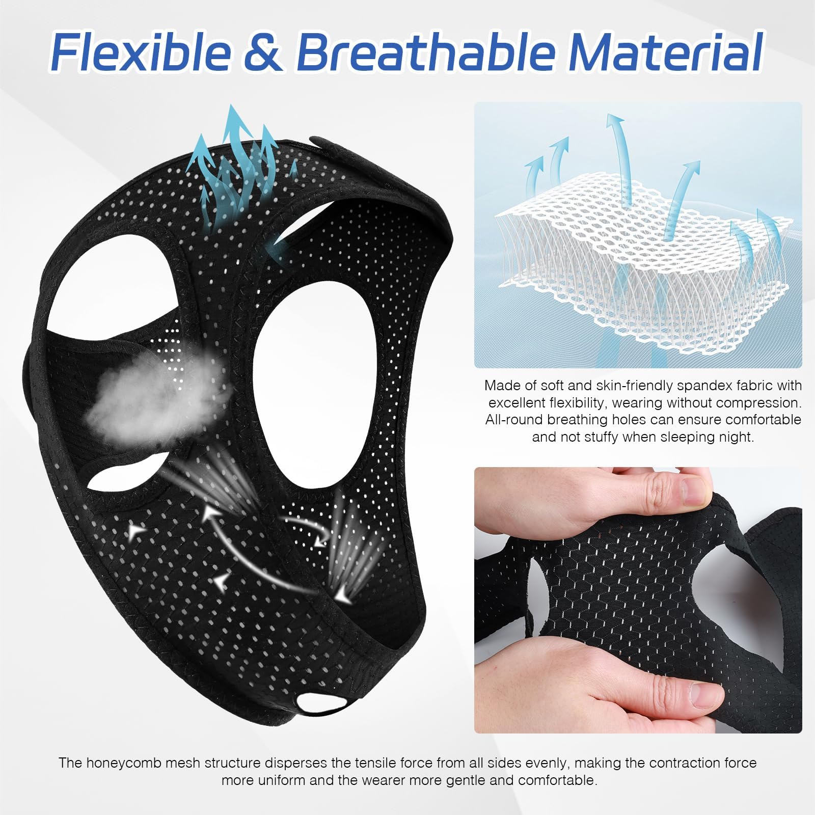 Anti Snoring Chin Strap for Sleeping, Adjustable Anti Snore Devices for Men Women, Suitable solution for stopping snoring,Black — view 6