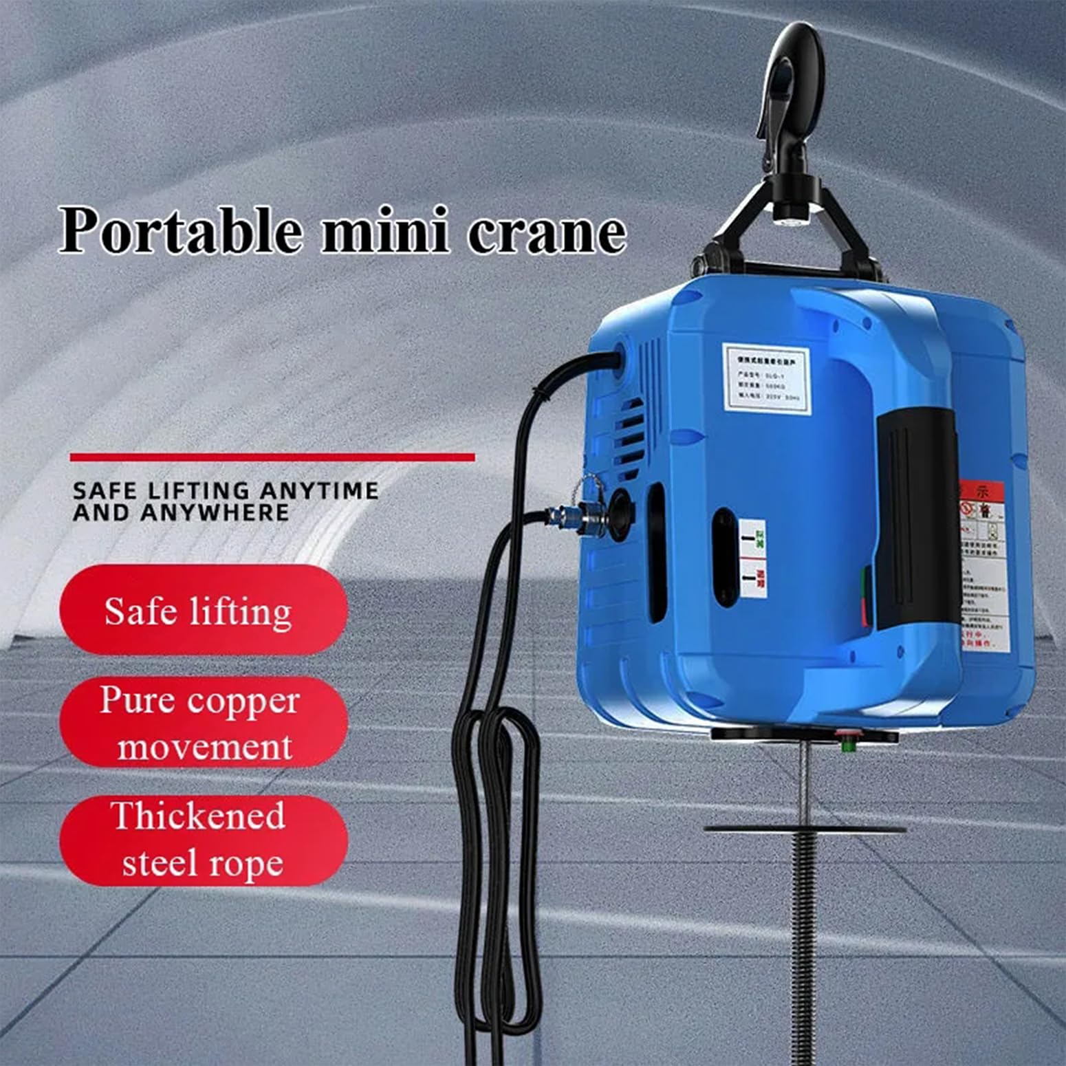 3 in 1 Paranco elettrico,verricello elettrico 220v con telecomando wireless,argano elettrico portatile da 500kg/1100 libbre,7,6m montacarichi da balcone per magazzino domestico della fabbrica