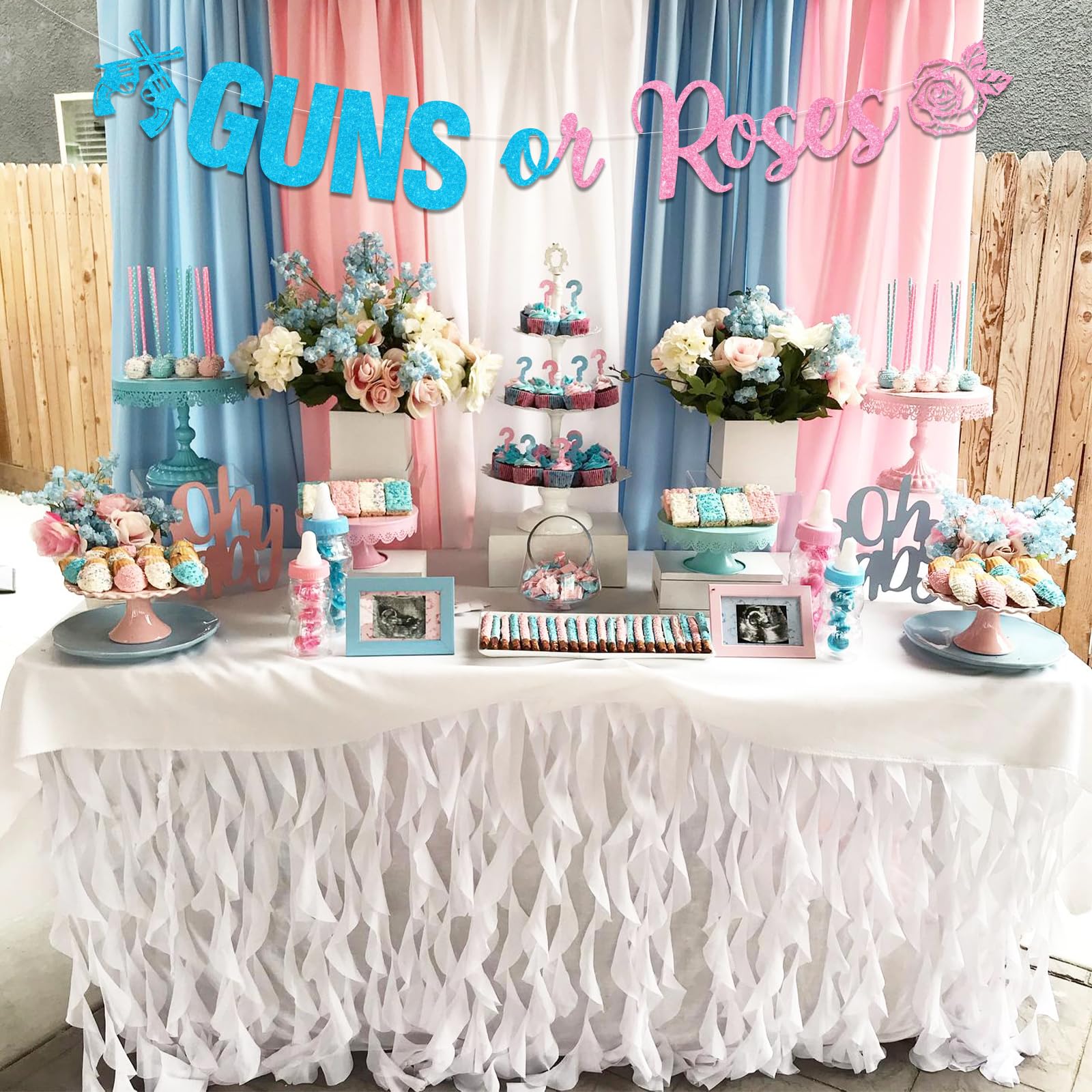 Amazon.com: Sursurprise Guns Or Roses Gender Reveal Decorations, Guns Or  Roses Banner for Boy or Girl Gender Reveal Party Supplies Baby Shower  Decorations : Home & Kitchen