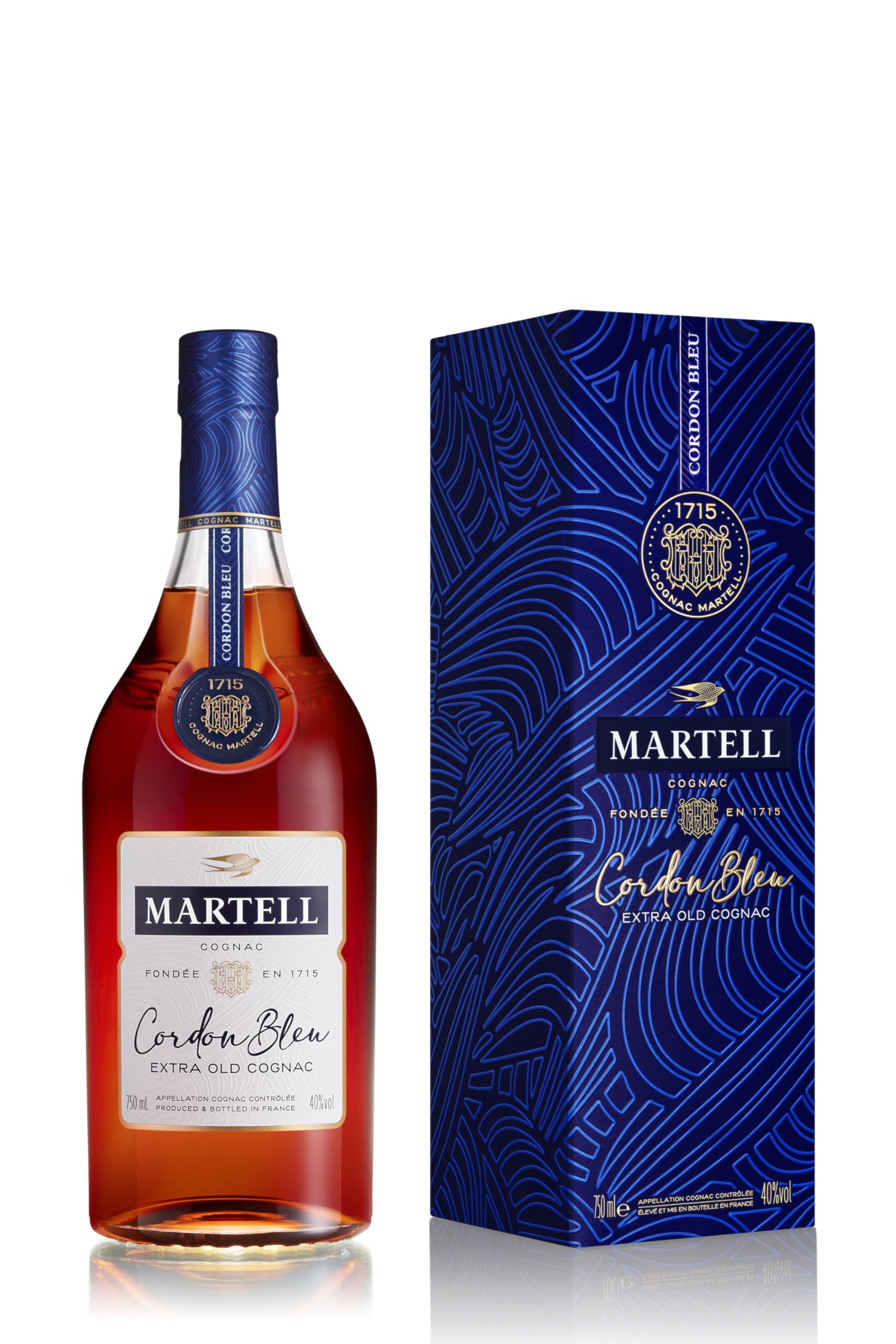Martell Cordon Bleu Cognac – Einzigartiger Cognac mit fruchtiger und blumiger Note – Ideal als Geschenk oder für besondere Anlässe geeignet – 1 x 0,7 l