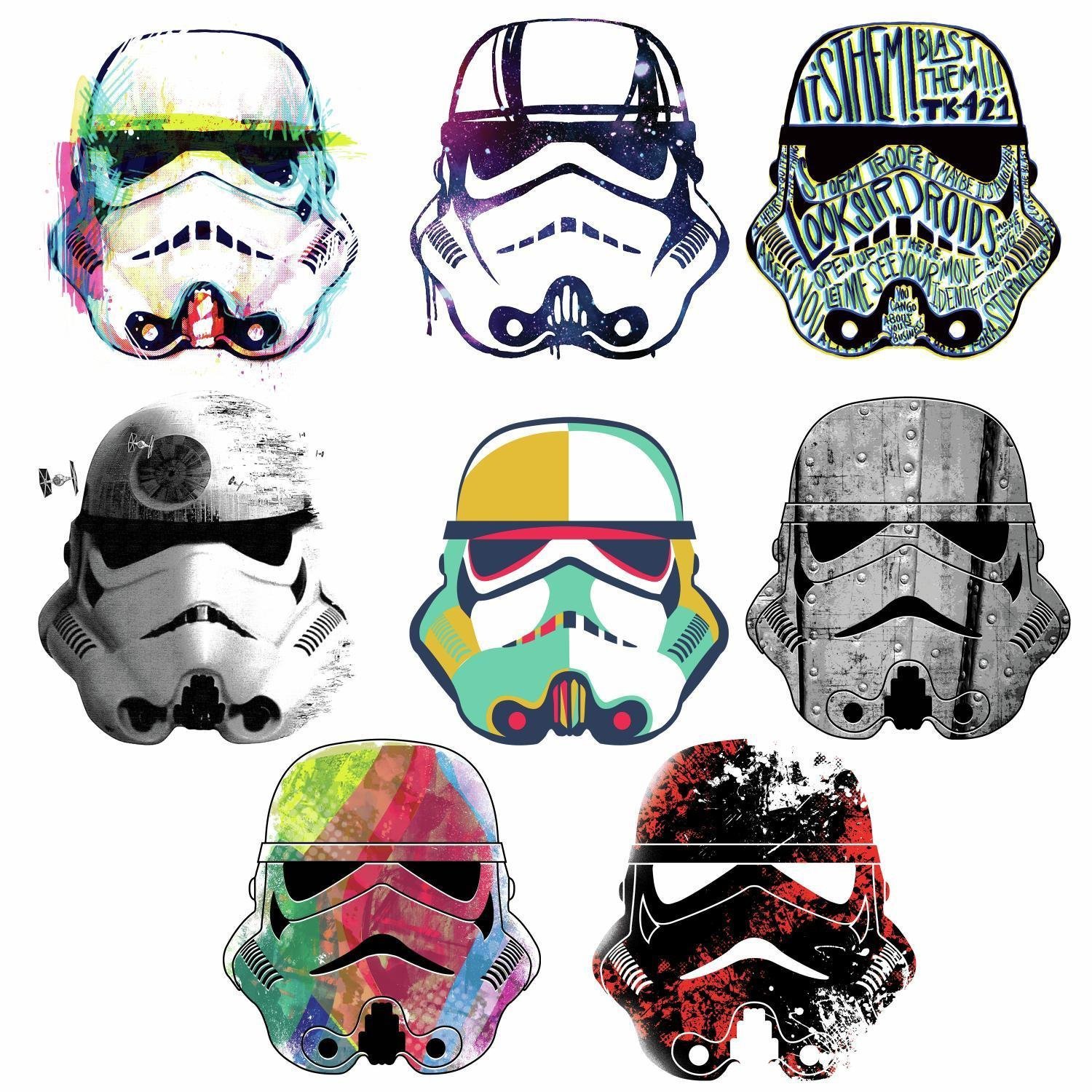 RoomMates RMK3591SCS Star Wars Artistic Storm Trooper Heads Peel and Stick Wall Decals