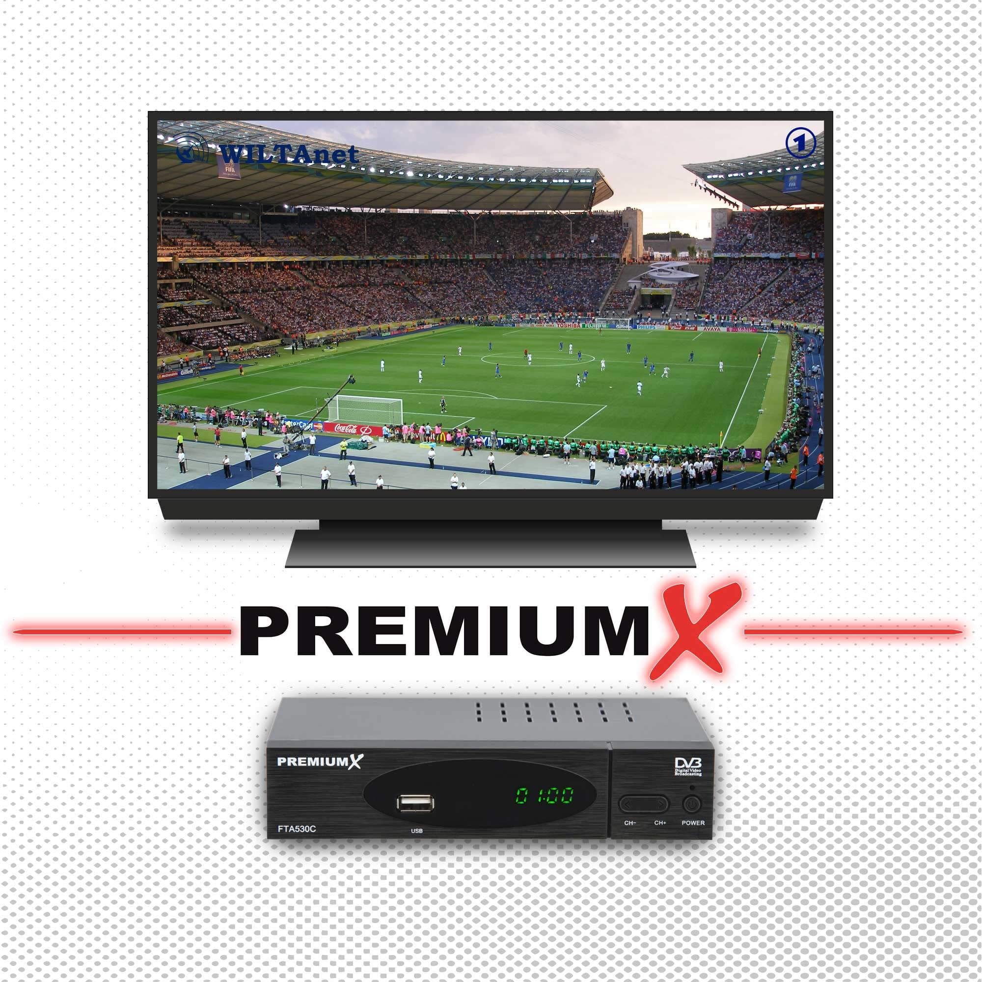 PremiumX Récepteur de câble DVB-C FTA 530C TV numérique HD | Installation de Voiture Lecteur multimédia USB SCART HDMI WiFi en Option | Télévision par câble Convient à Tous Les fournisseurs de câbles