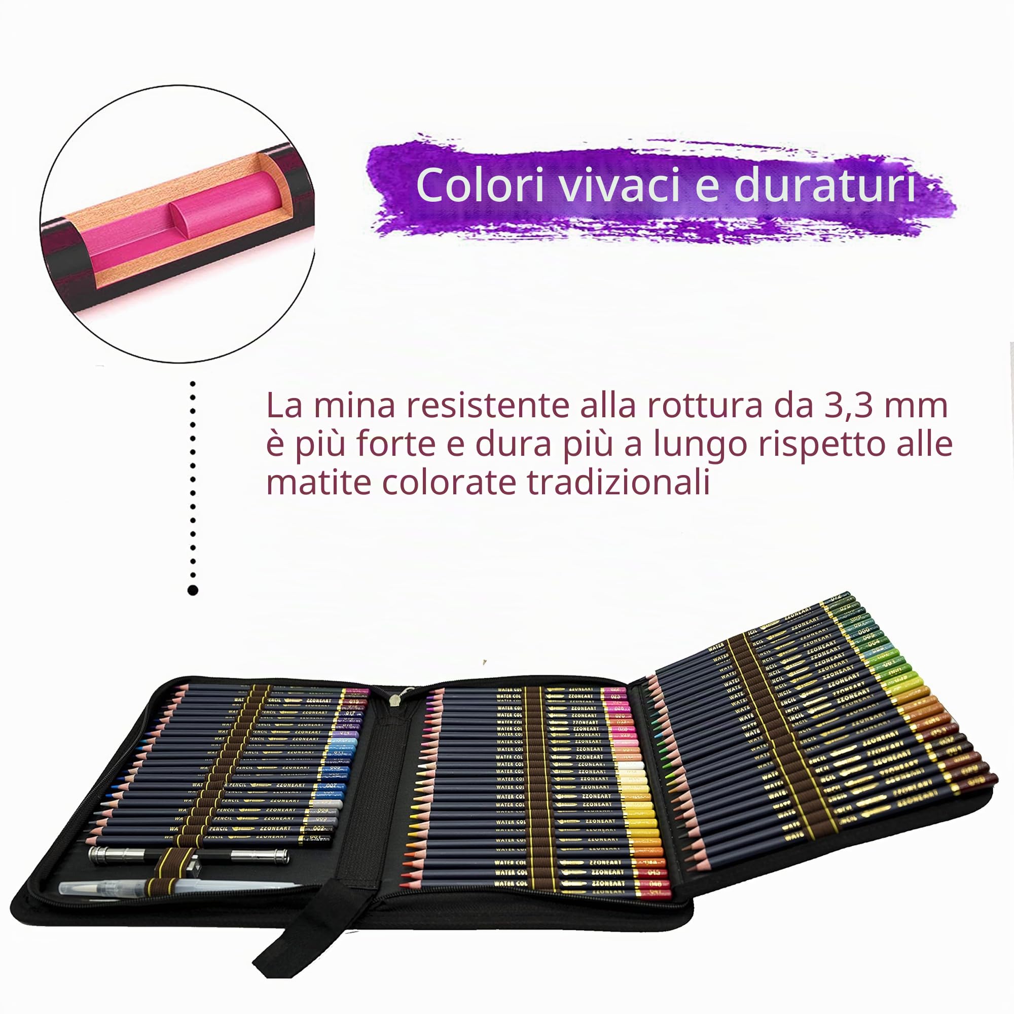 72 Matite Colorate Acquerellabili, di Disegno Artistico, Kit per schizzo e disegno,per sovrapposizioni, sfumature e ombreggiature,migliore regalo per studenti e artisti