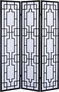 Roundhill Furniture Sudoku 3 Panel Room Divider Screen, Black