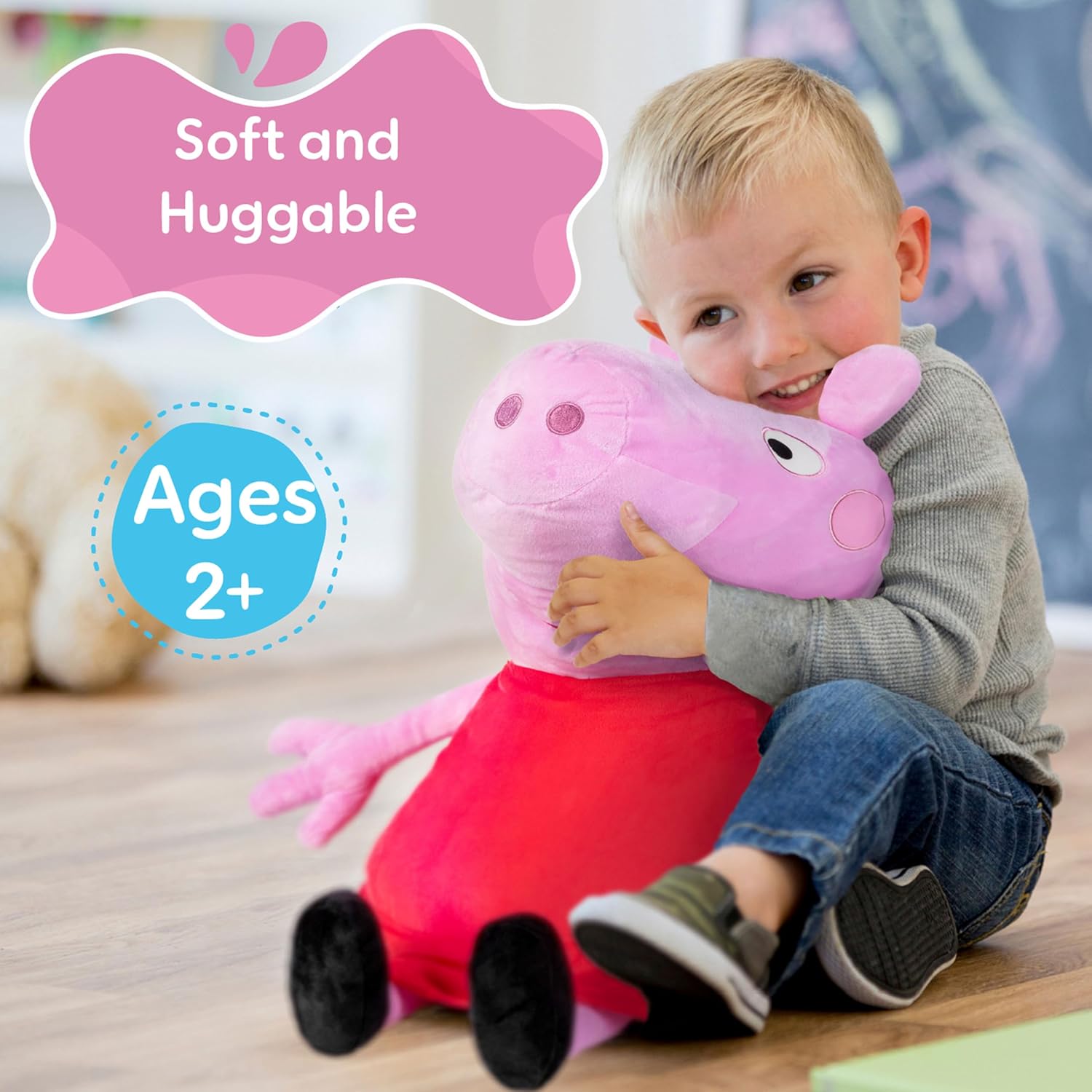 Kids Preferred Peppa Pig Plush, Super Soft Stuffed Animal, Embroidered Details, for Toddler Boys & Girls - 25 Inch Size