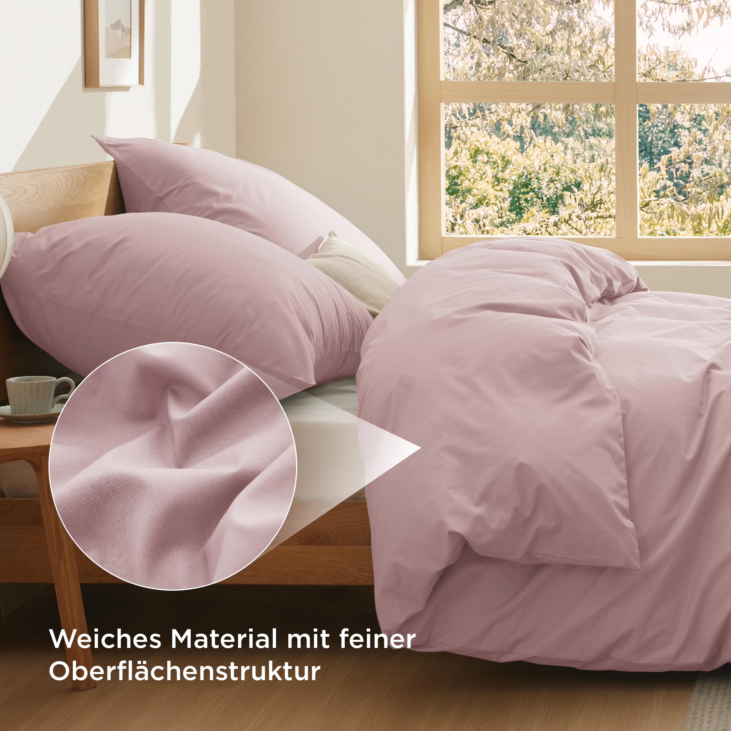 NOUS Living Katoen Satijnen Dekbedovertrek 2-persoons Zand  200x220 Cm Zand 8719542854324