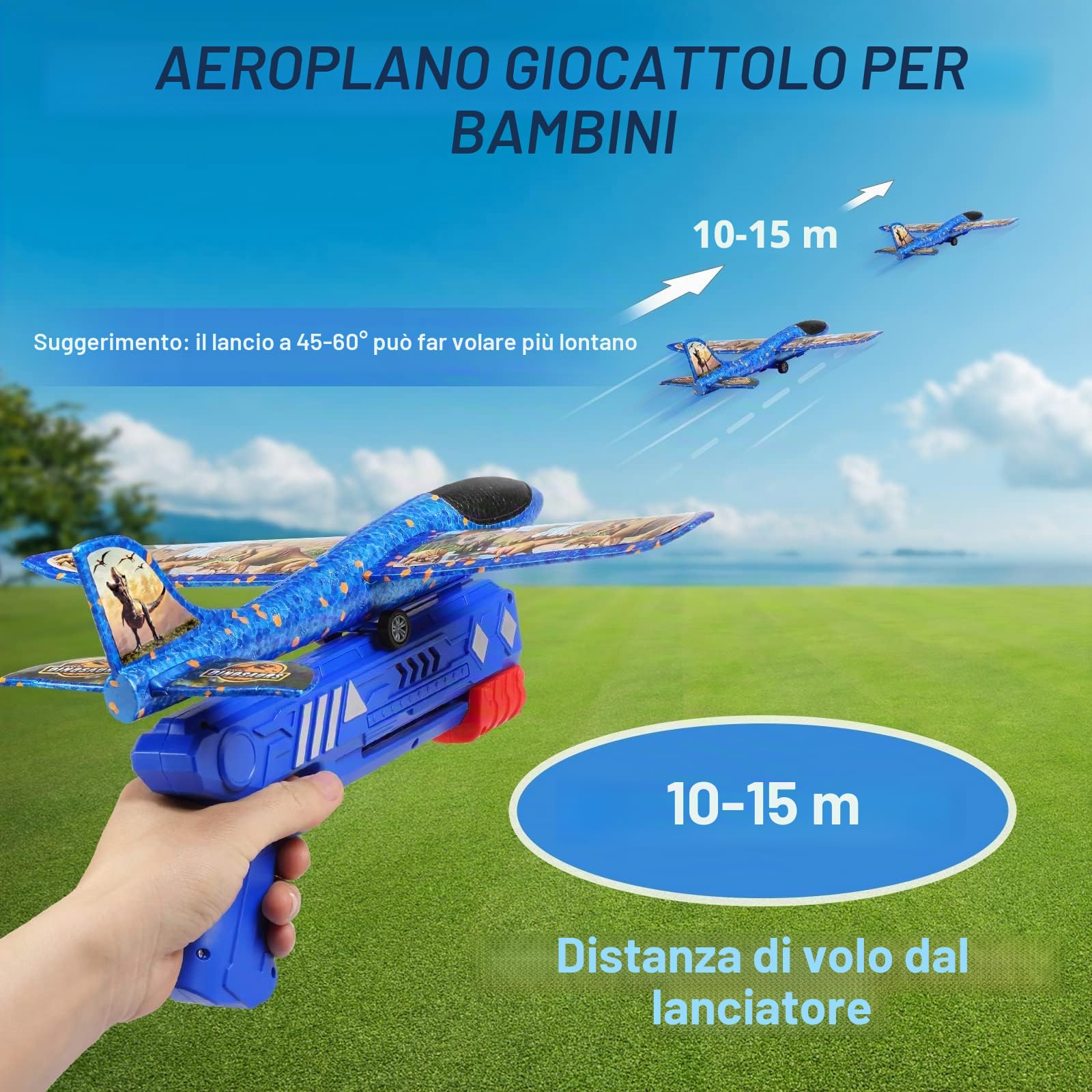 Joozmui Giocattoli Bambino 3 4 5 6 7 8 anni, Aereo Giocattolo Giochi Bambino 3-9 anni Regalo Bambino 3-10 anni Giochi da Esterno per Bambini Giochi Bambini 3-11 anni (3 Aereo Dino)