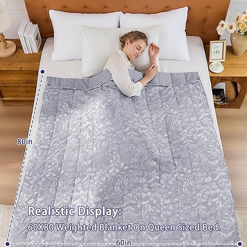 Vista 444 de yescool - Manta con peso, 10 libras, fresca, transpirable, con cuentas de cristal prémium, lavable a máquina, para dormir, 90-110 libras, 41 x 60
