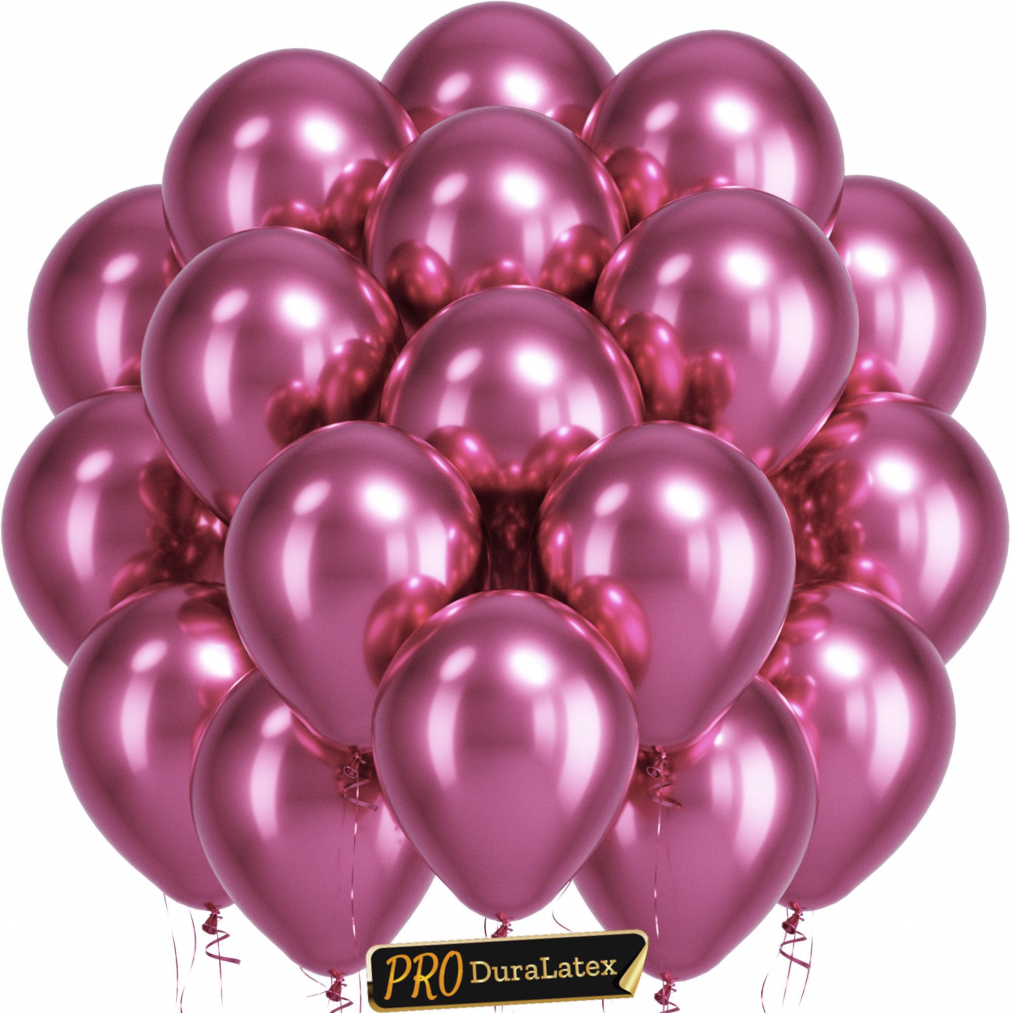 Bezente Pro Duralatex Metallic Hot Pink Extra-Thick Balloons 120Pack 10inch