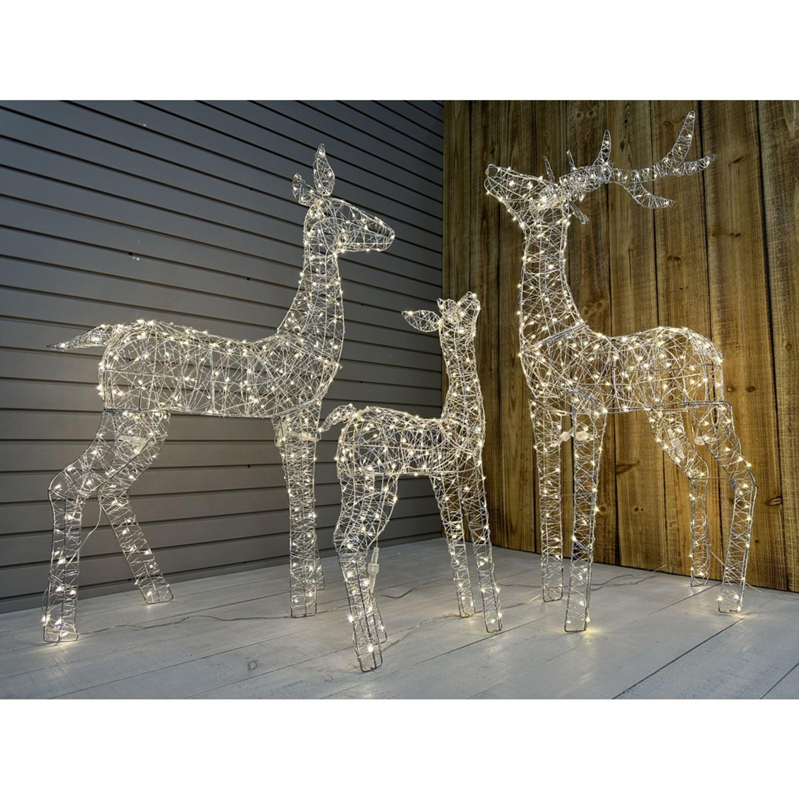 6 LED Rentiere Rentierfamilie Weihnachtsdeko Outdoor 1400 LEDs Timer Set | BURI, wetterfest, Außenbeleuchtung, Weihnachtsfiguren, Garten, festlich, LED-Lichter, Winterdeko, stimmungsvoll, IP44